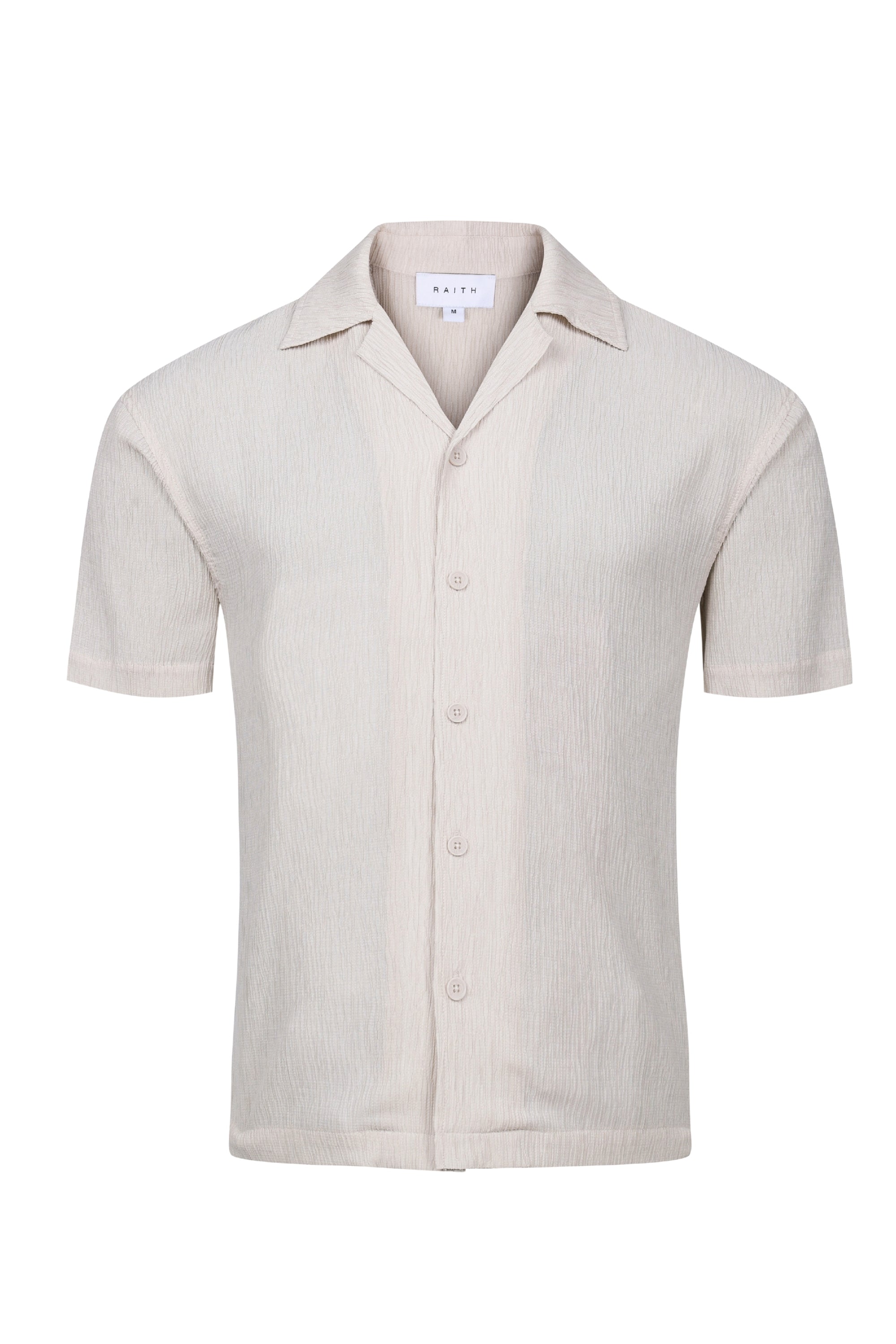 Gabriel Crinkled Tencel Short Sleeve Shirt - Beige
