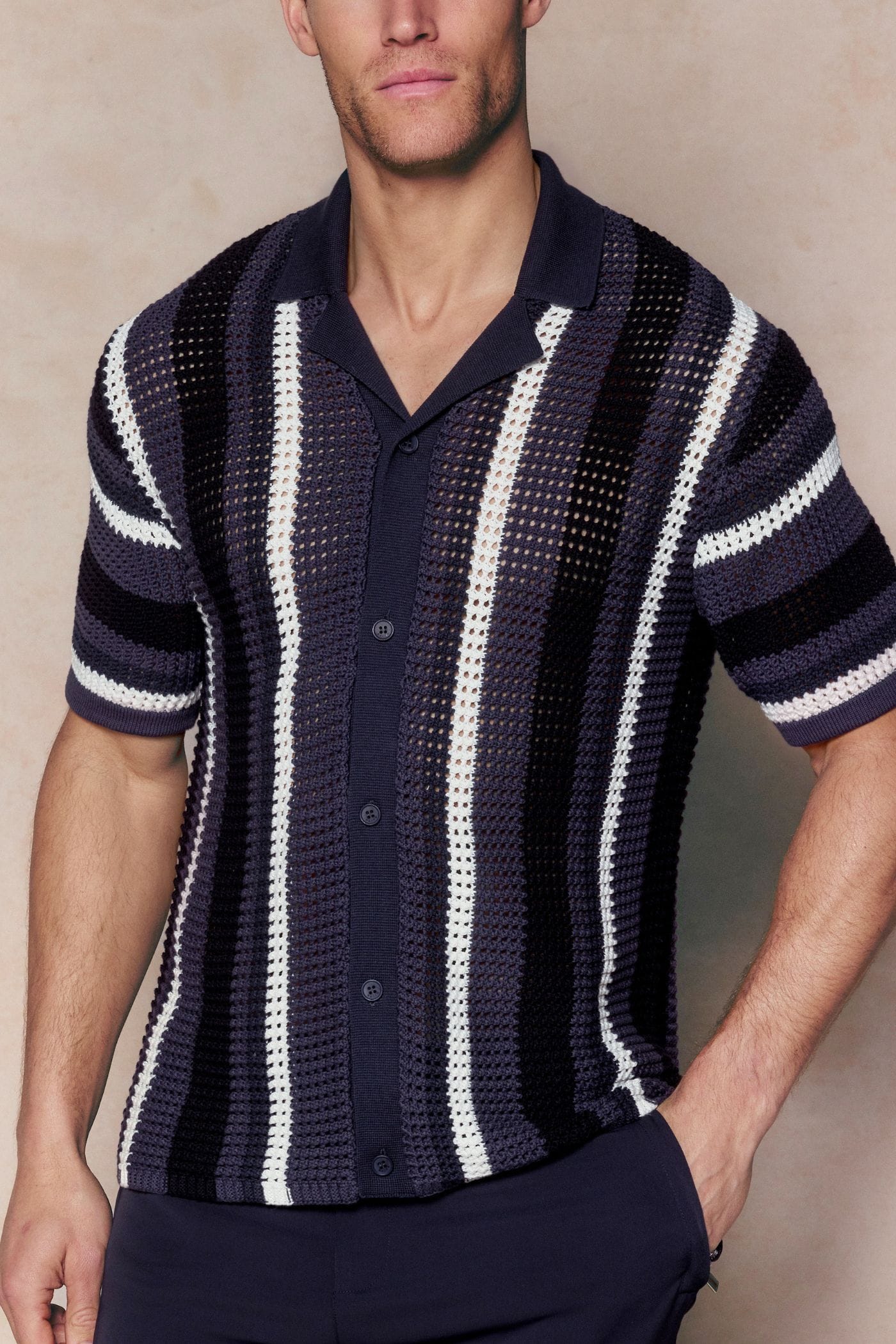 Dell'Amore gehaakt gebreid shirt - Marineblauw
