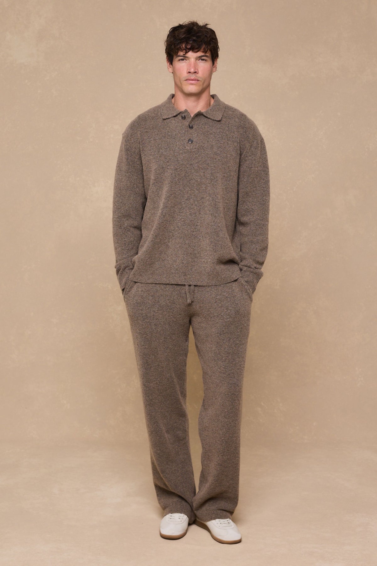 Otto Long Sleeve Polo - Brown Marl