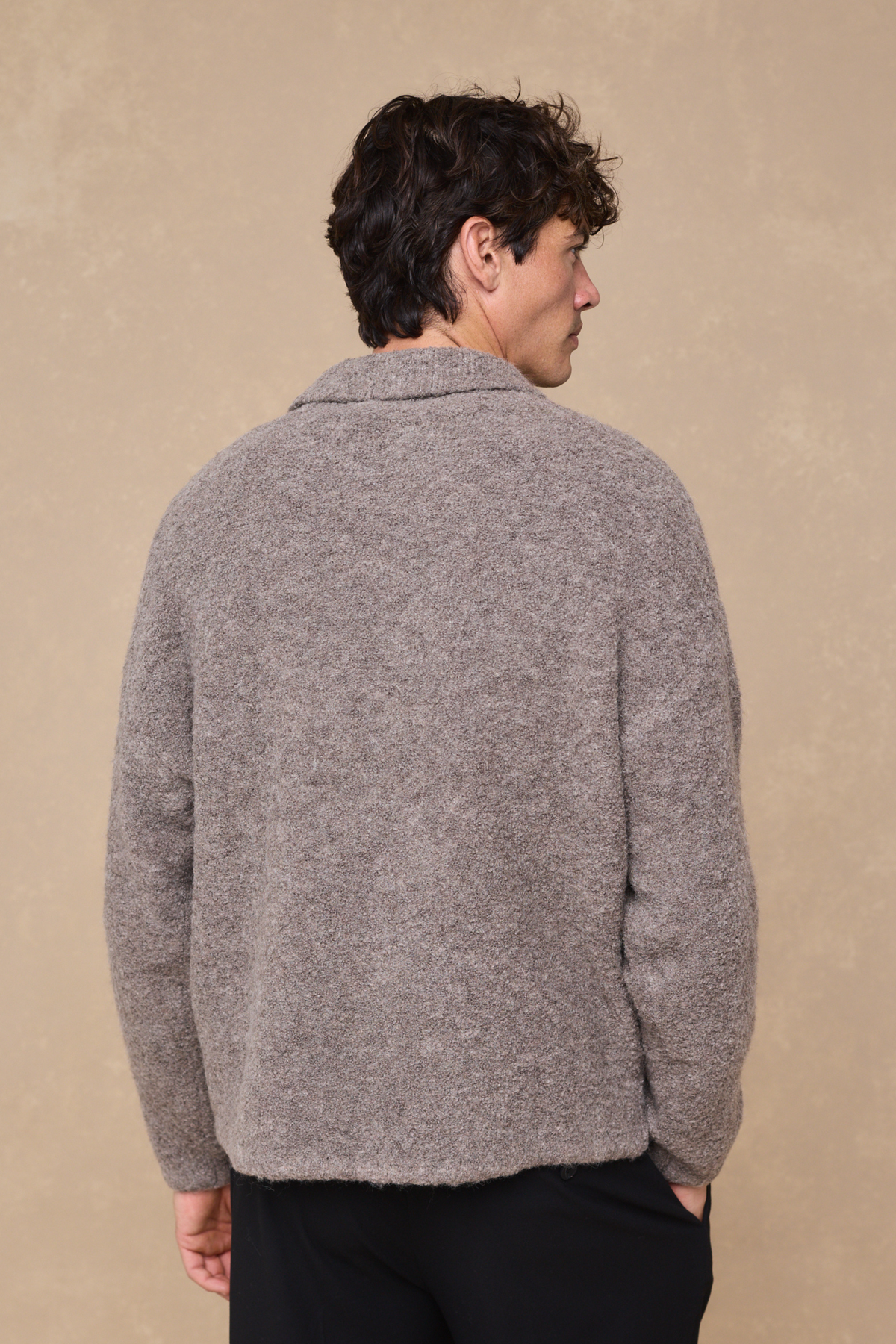 Bas Boiled Half Zip Polo Jumper - Mocha