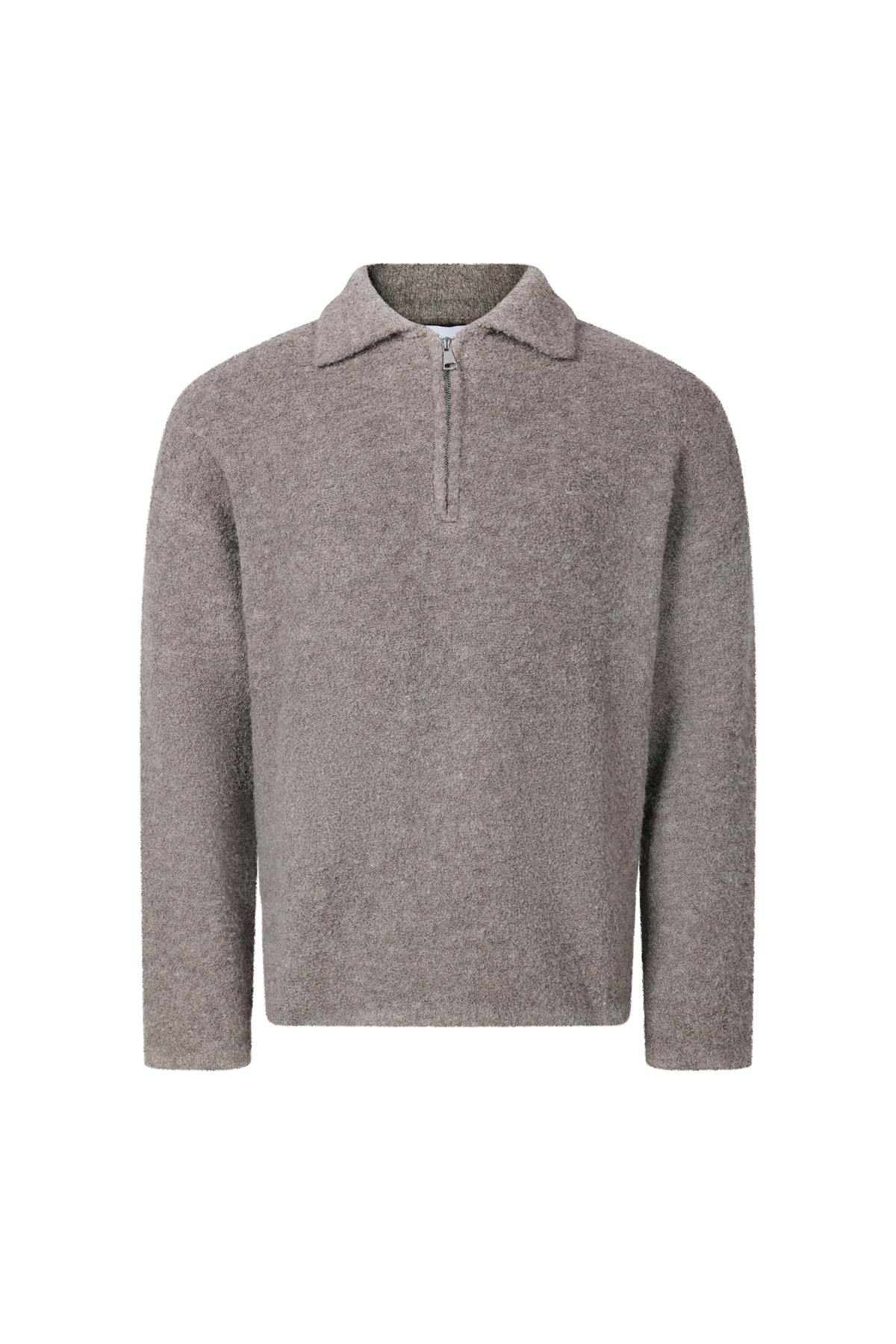 Bas Boiled Half Zip Polo Jumper - Mocha