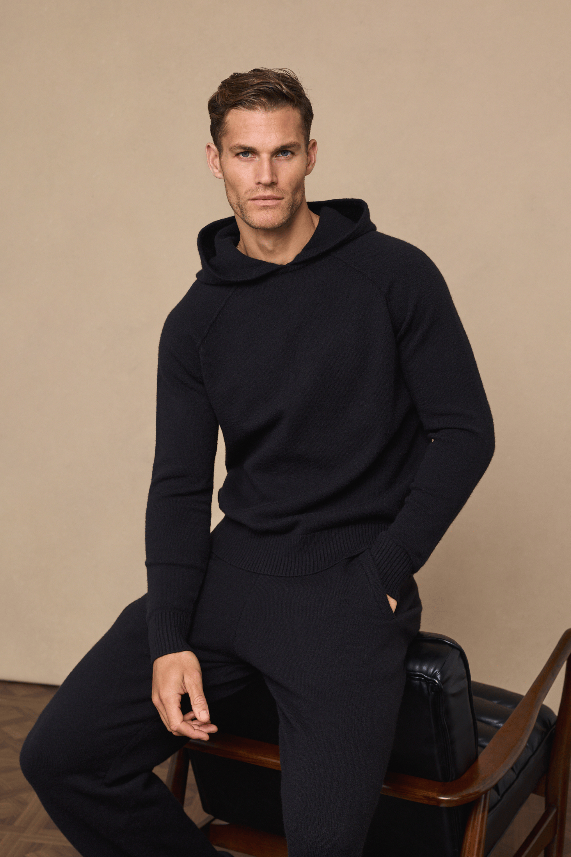 Rowan gebreide hoodie - zwart