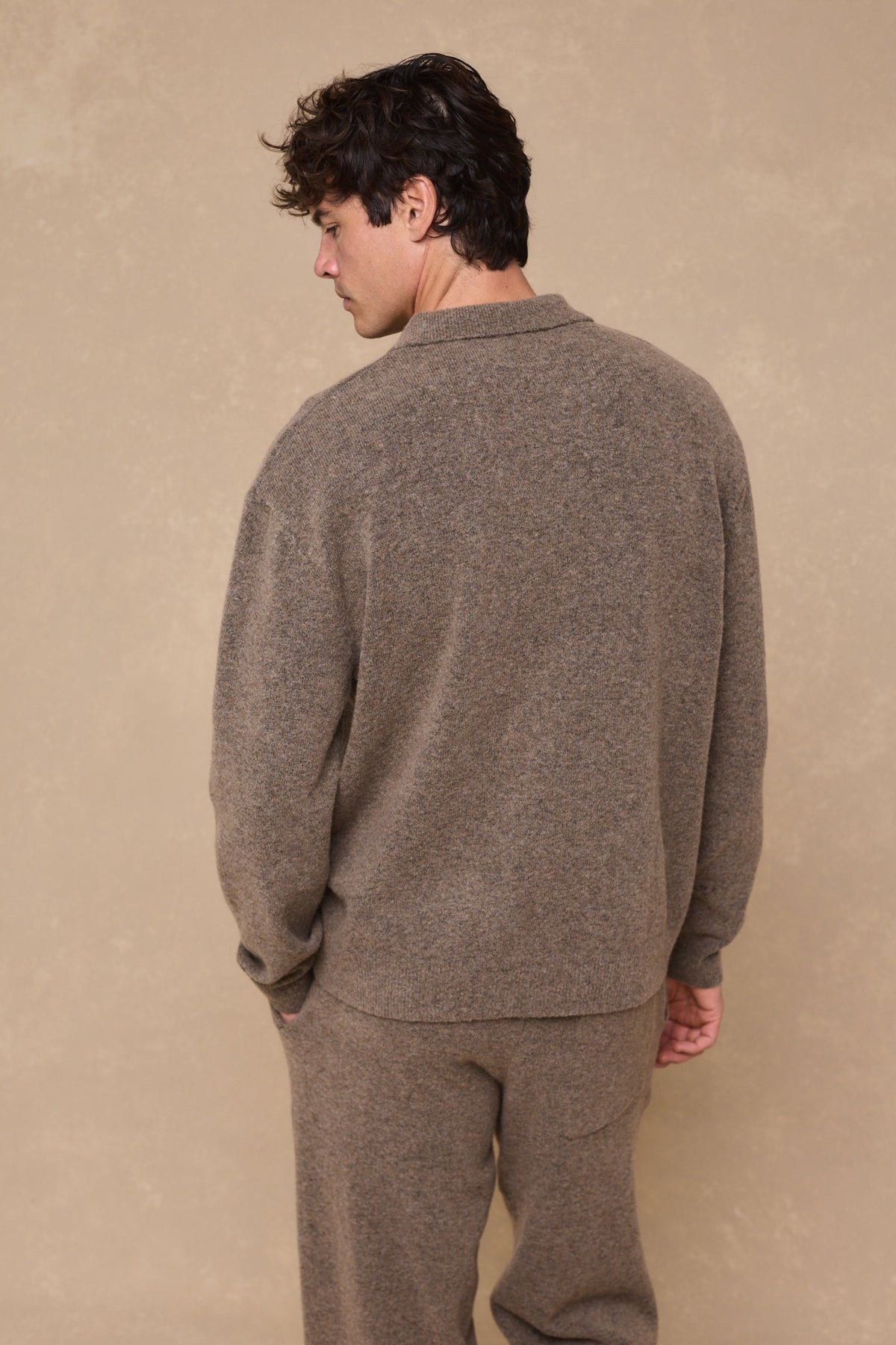 Otto Long Sleeve Polo - Brown Marl