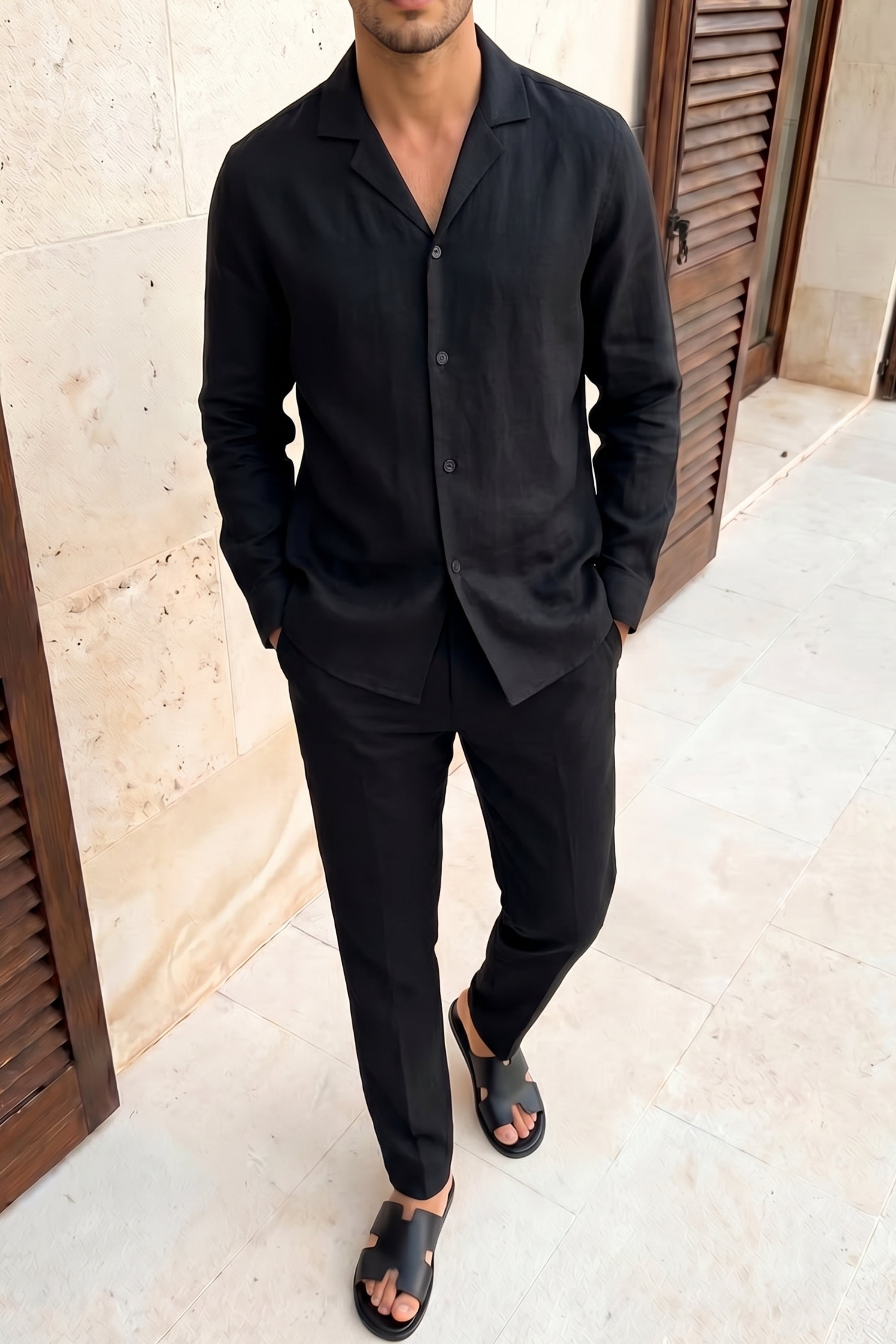 Cami Linen Shirt - Black