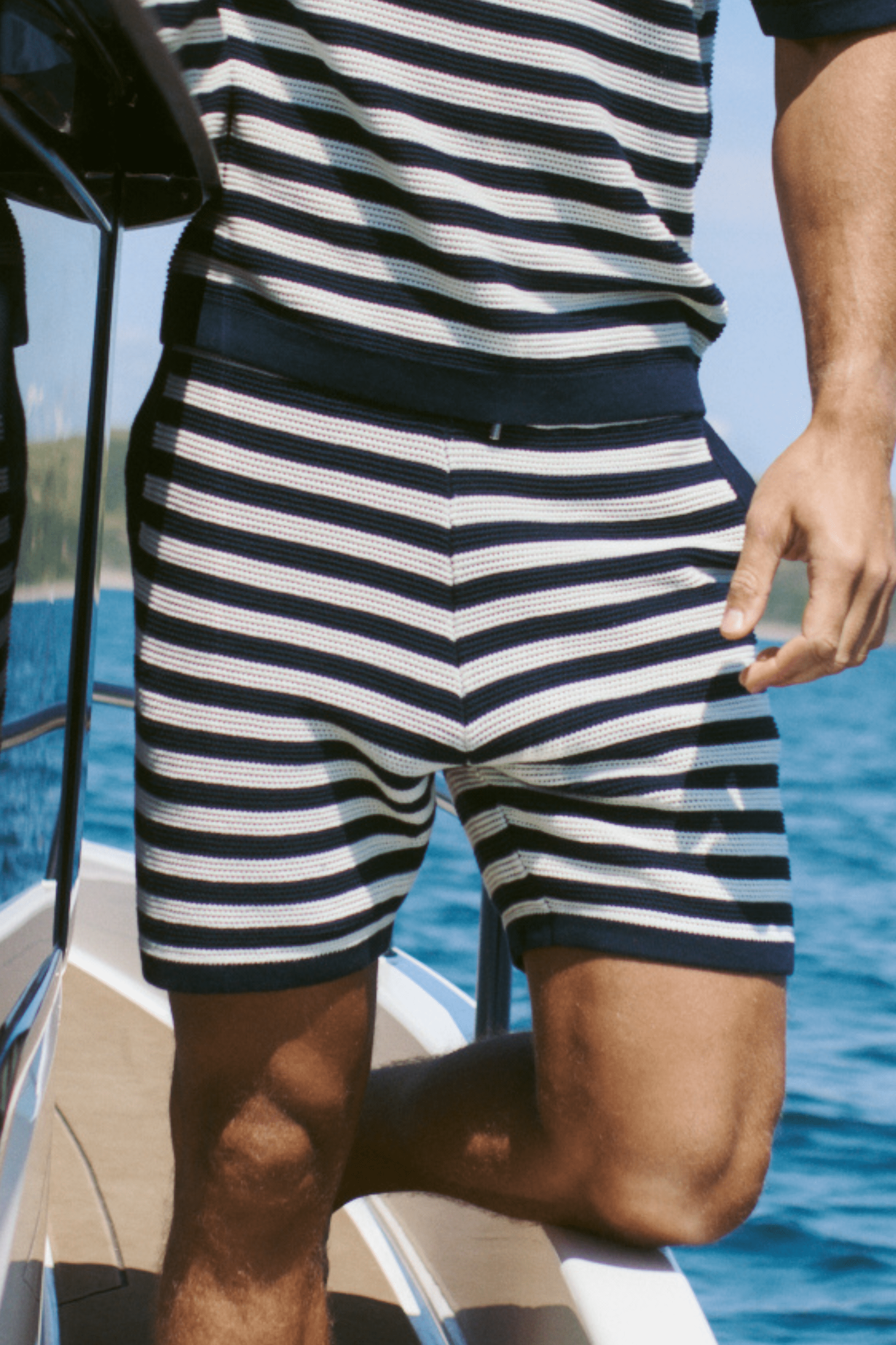 Lattolo Gestreept Gebreid Short - Marine/Ecru