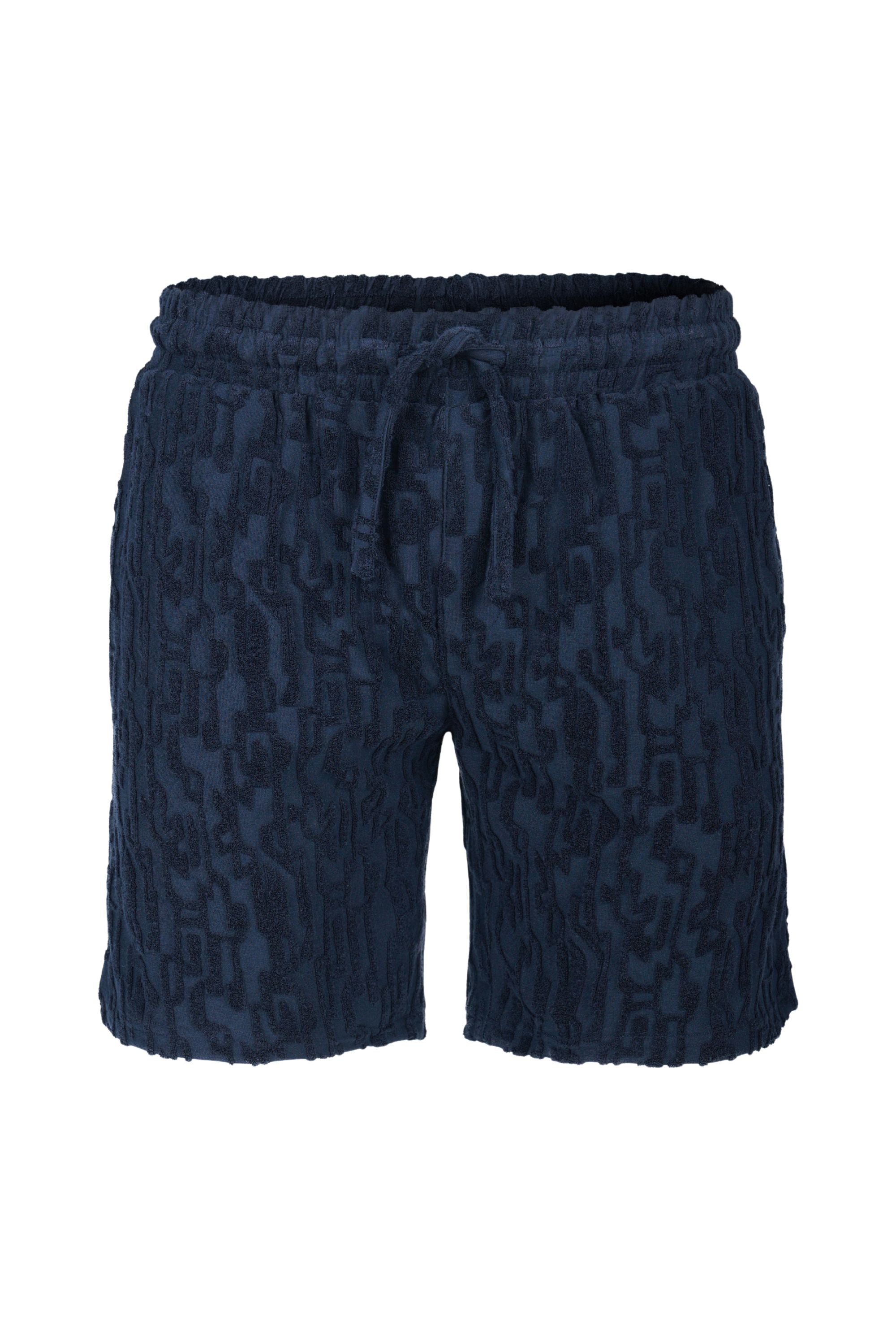 Fausto Flocked Towelled Short - Navy
