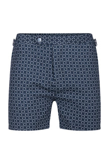 Ifni Tailored Swim Short With Adjusters - Navy/Ecru