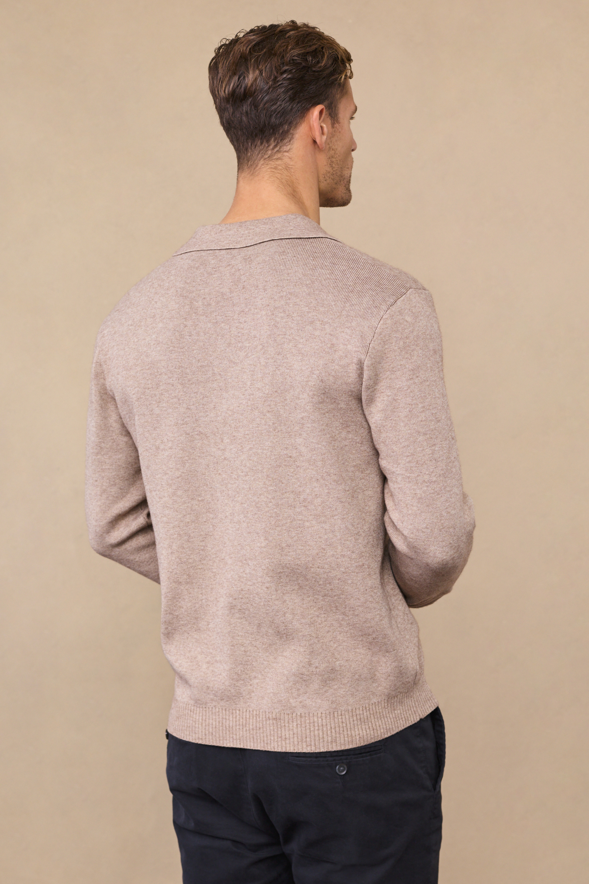 Lennon Polo met open kraag - Biscuitbeige