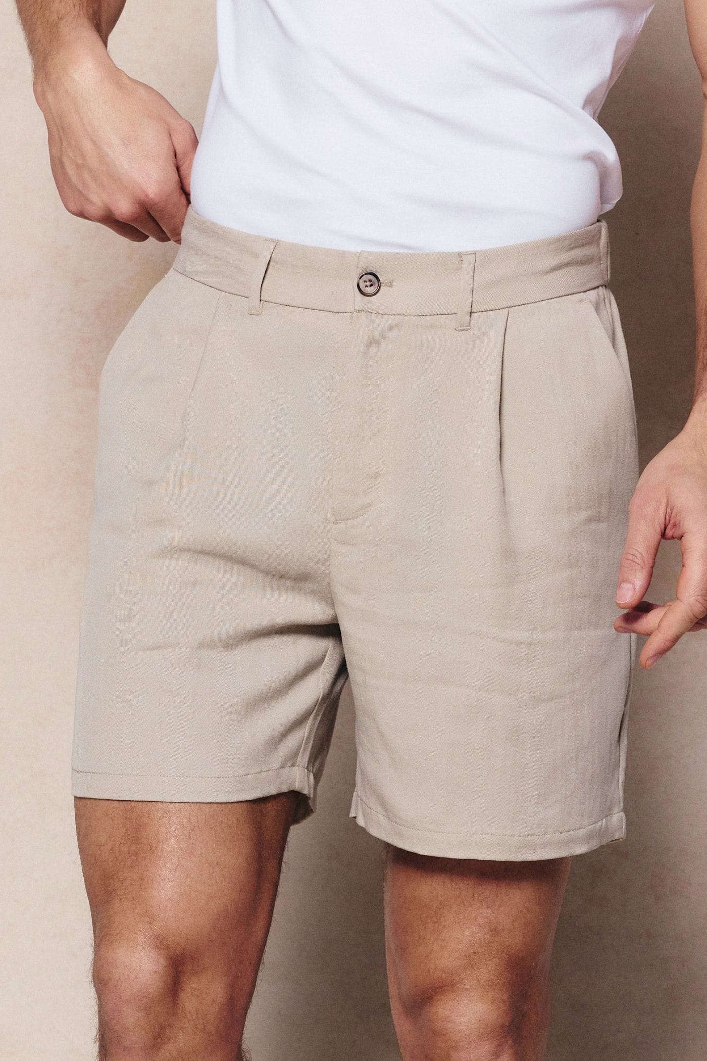Caio Fluid Twill Short - Beige