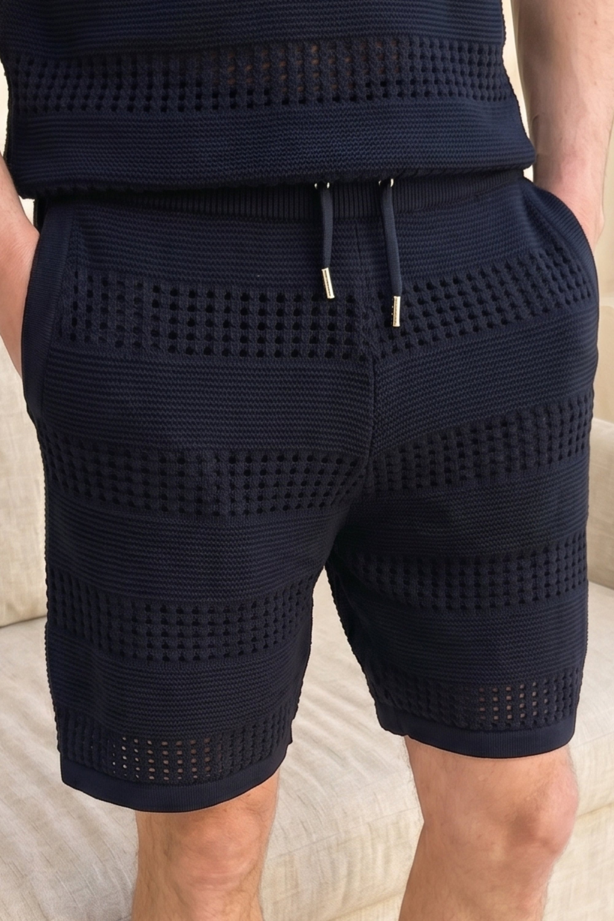Frattina gehaakte korte broek - Marineblauw