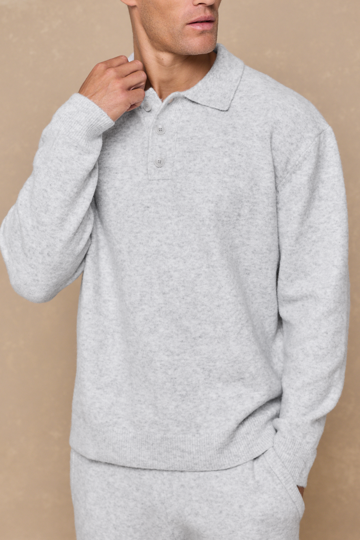Otto Long Sleeve Polo - Grey Marl