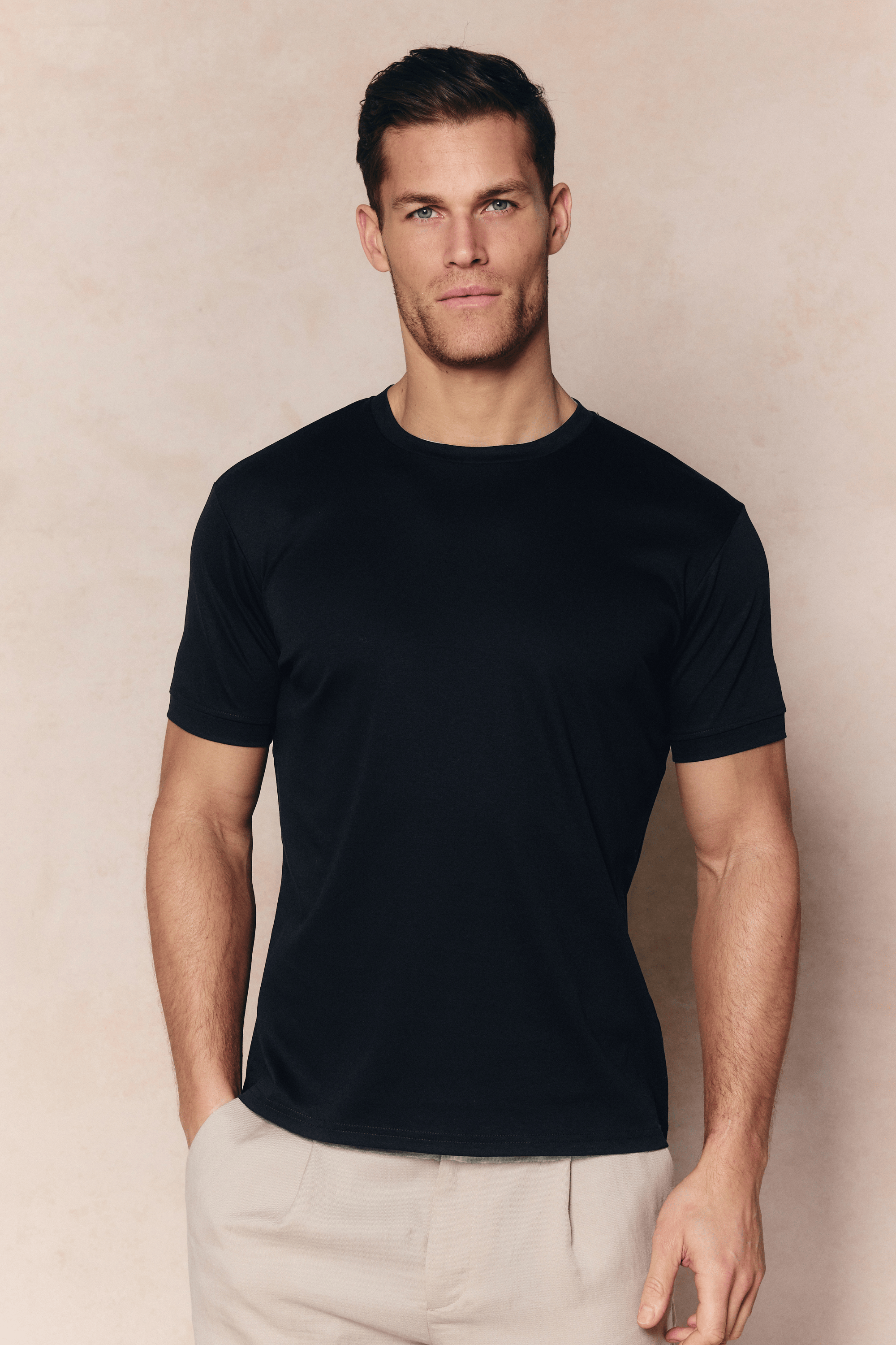Luxe gemerceriseerd T-shirt - Zwart
