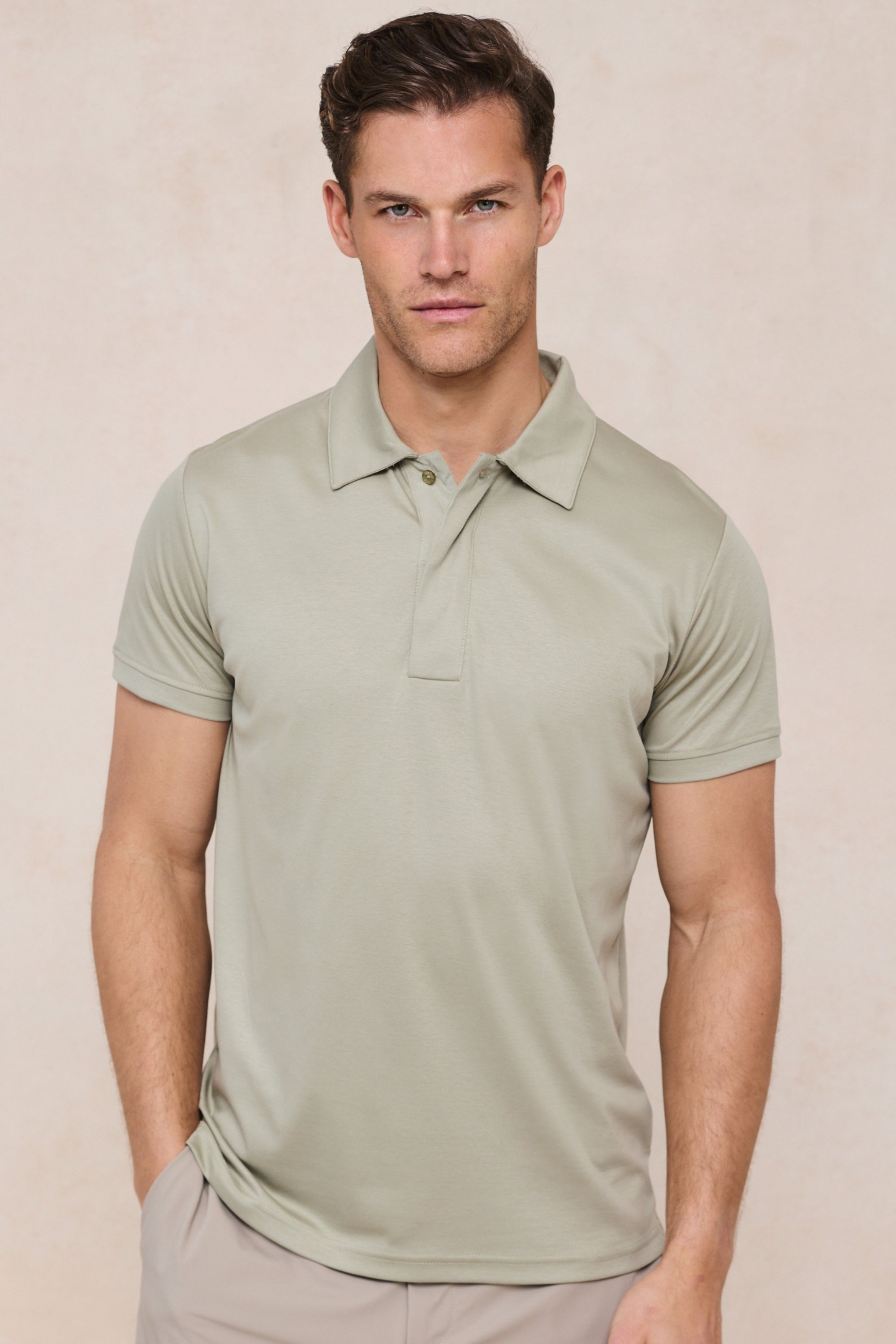 Santi Mercerised Polo Shirt - Light Sage