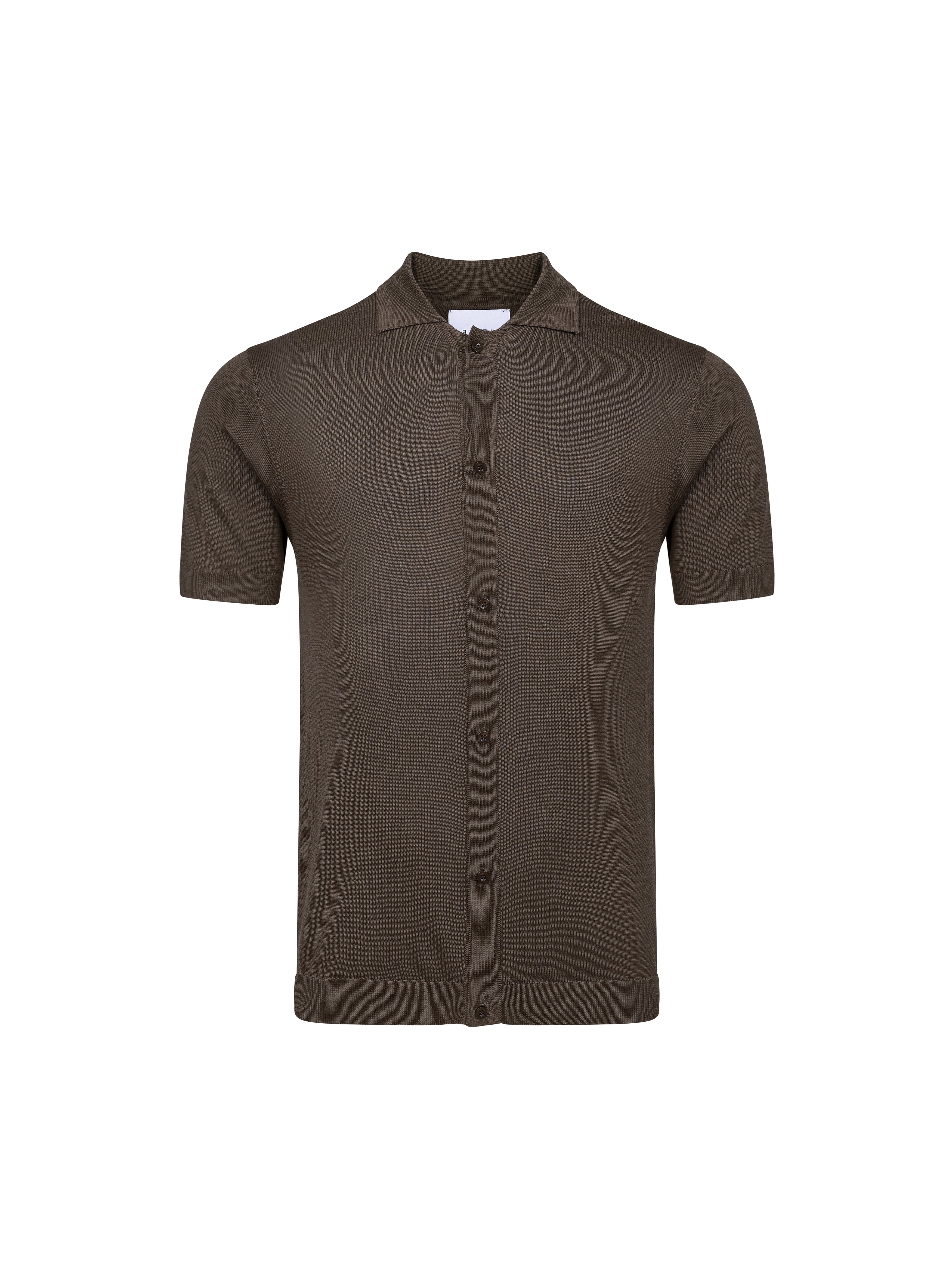 Pedro gebreide blouse met korte mouwen en knoopsluiting - Bruin