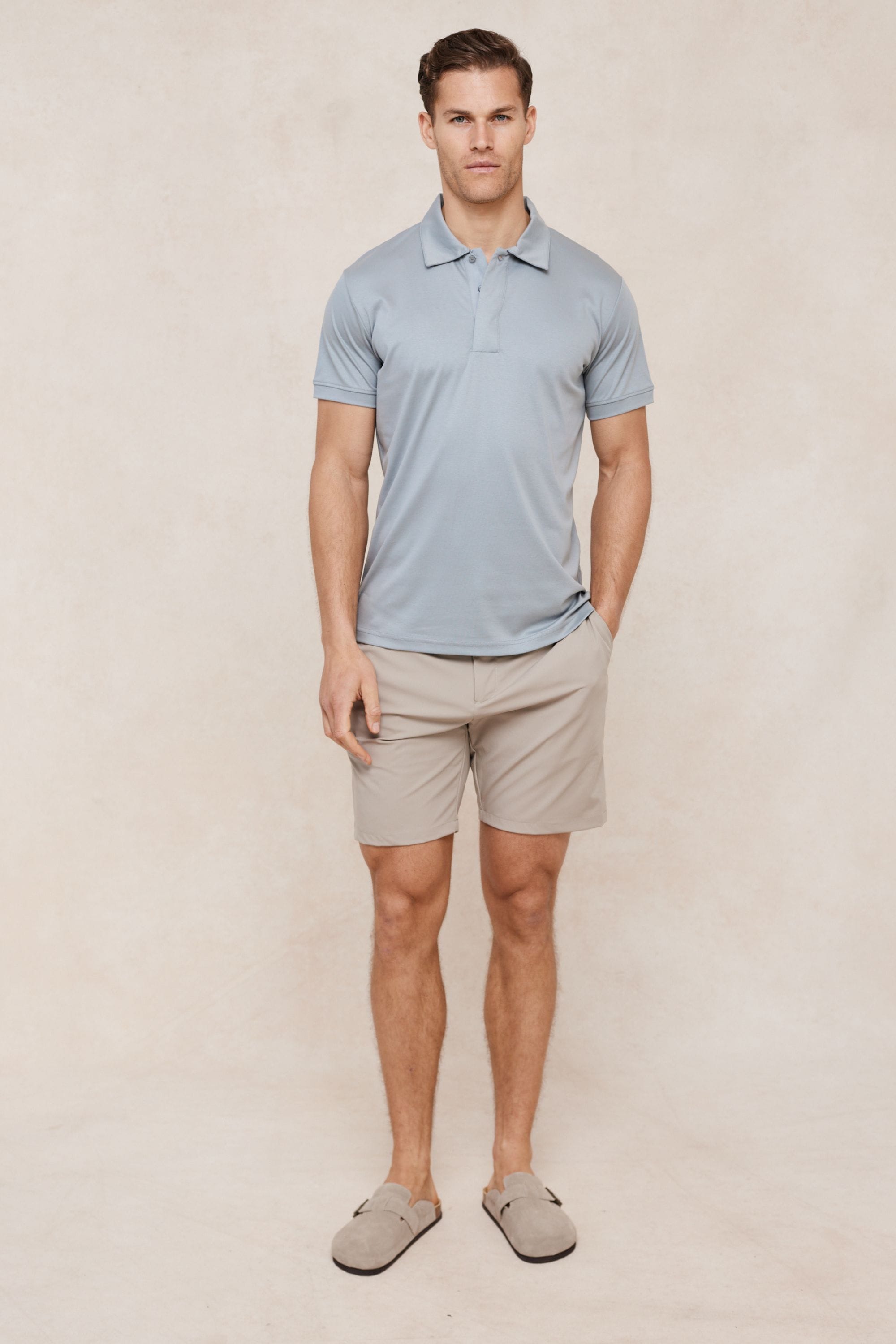 Santi Mercerised Polo Shirt - Light Pewter Blue