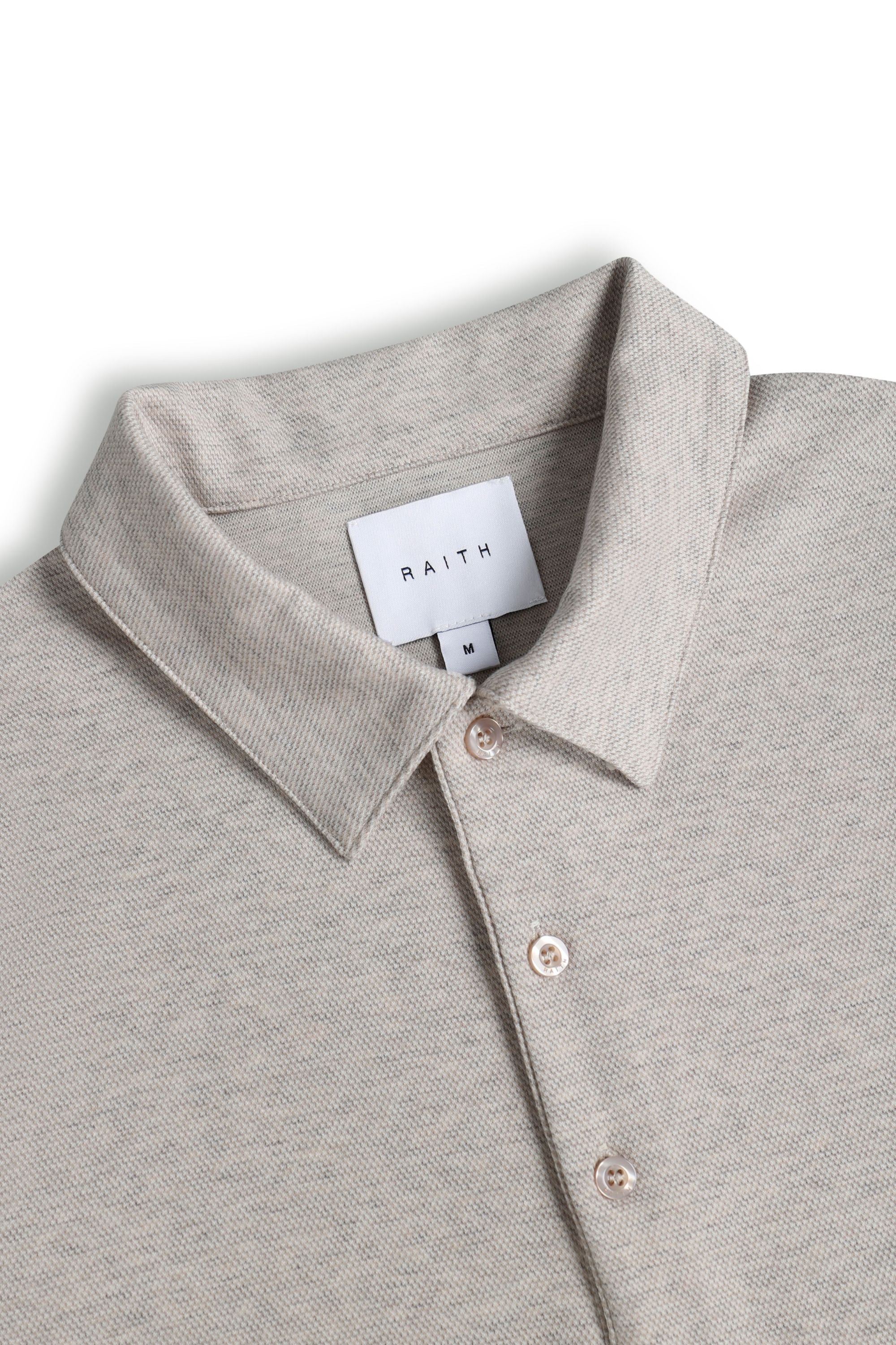 Santino Long Sleeve Half Button Polo - Oatmeal