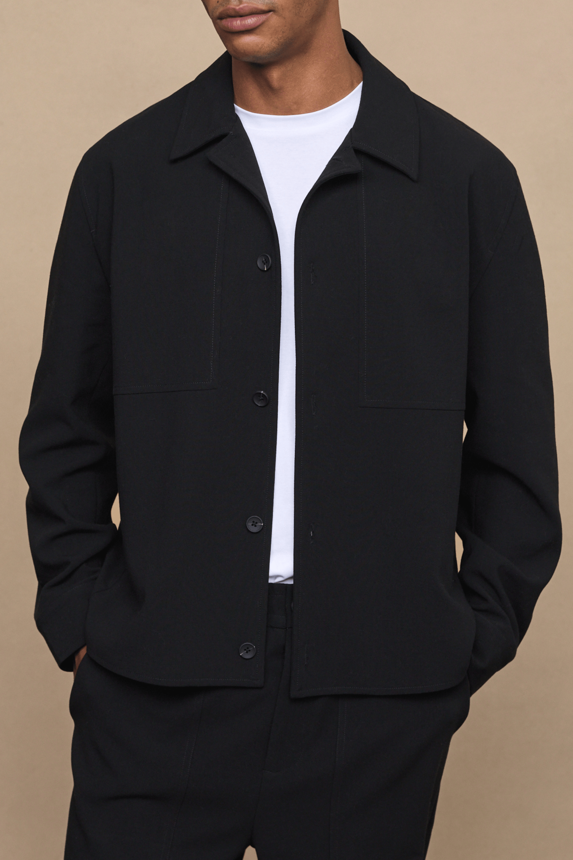 Julien Relaxed Panelled Jacket - Zwart