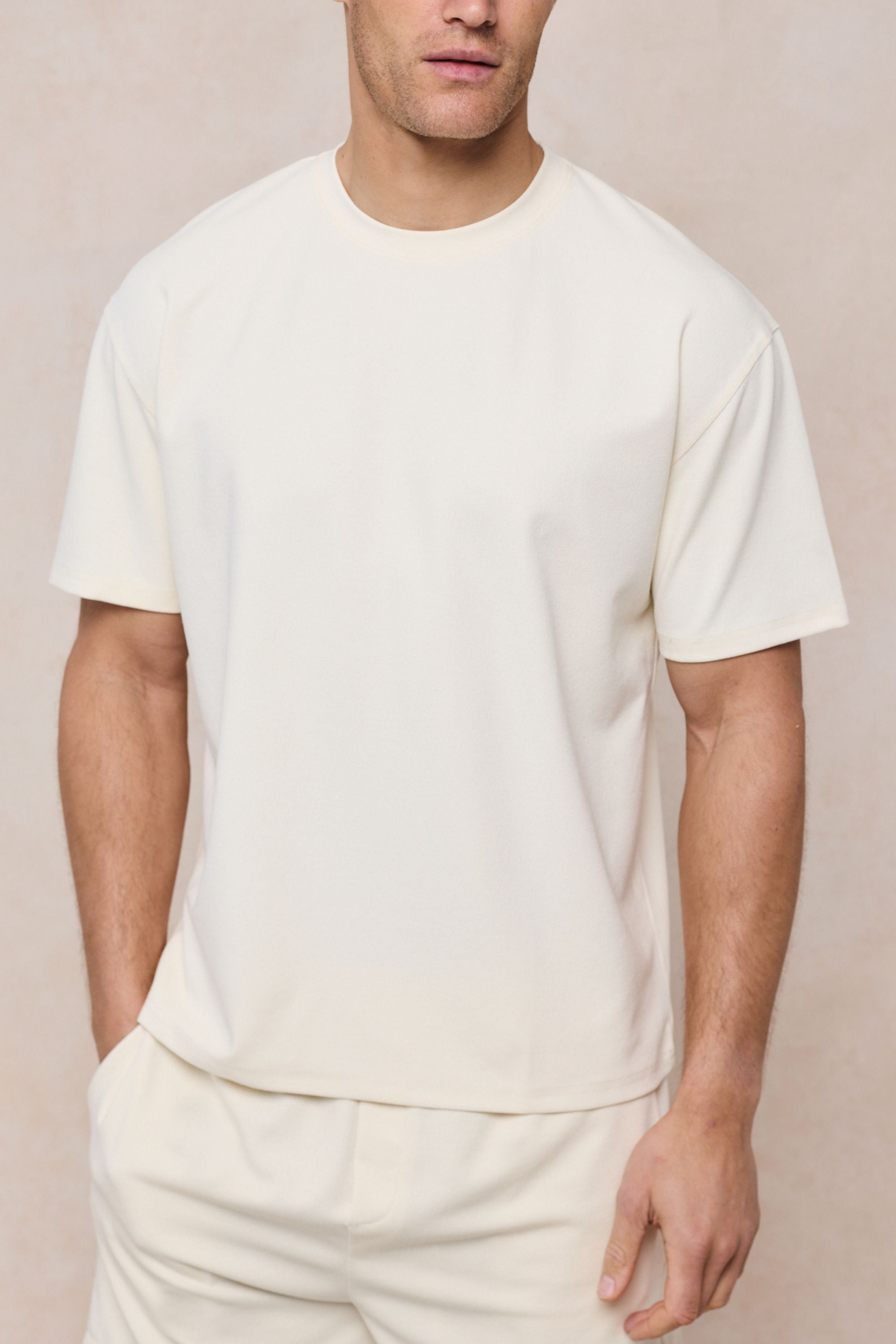 Tomas T-shirt met ronde hals en kreukels - Ecru