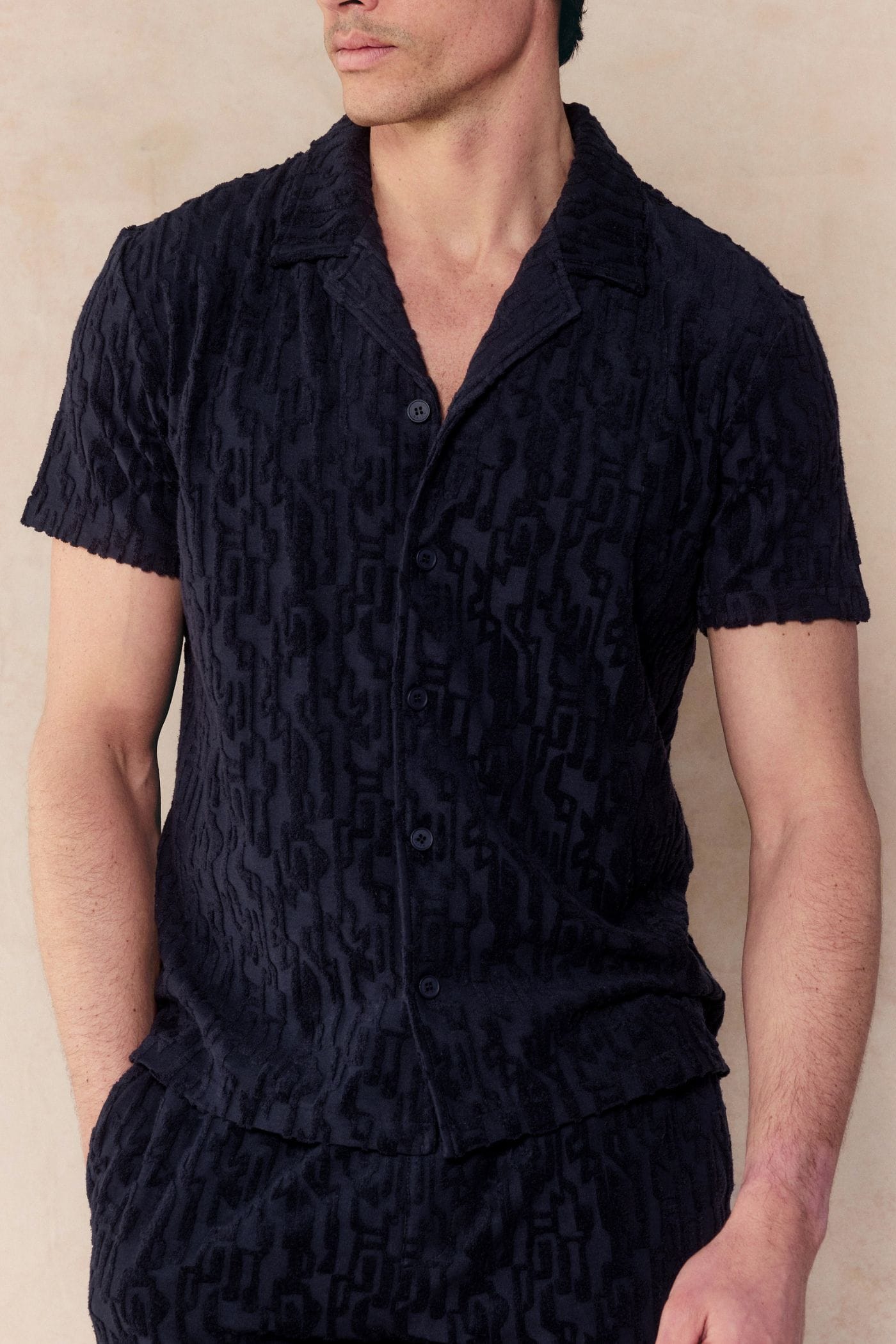 Fausto Flocked Top - Navy