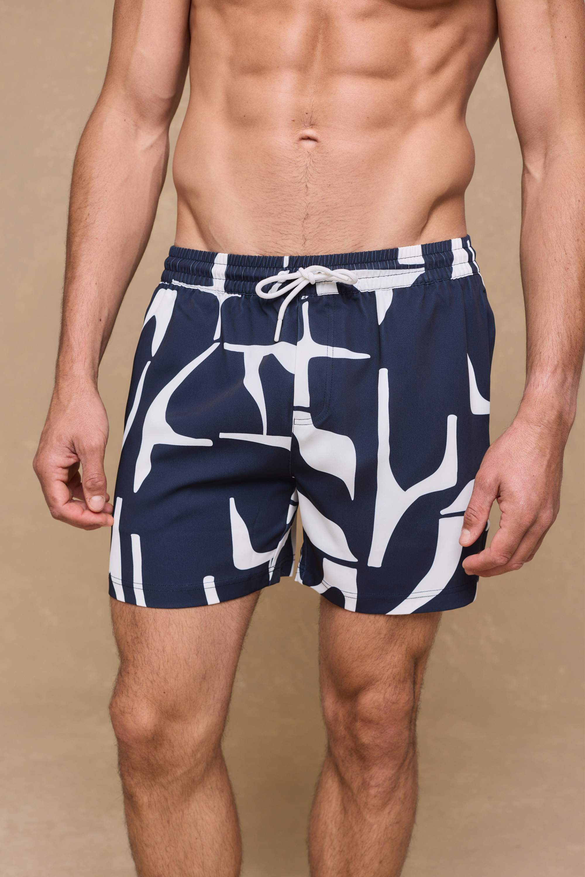Massira zwembroek met elastische tailleband - Marineblauw/Ecru