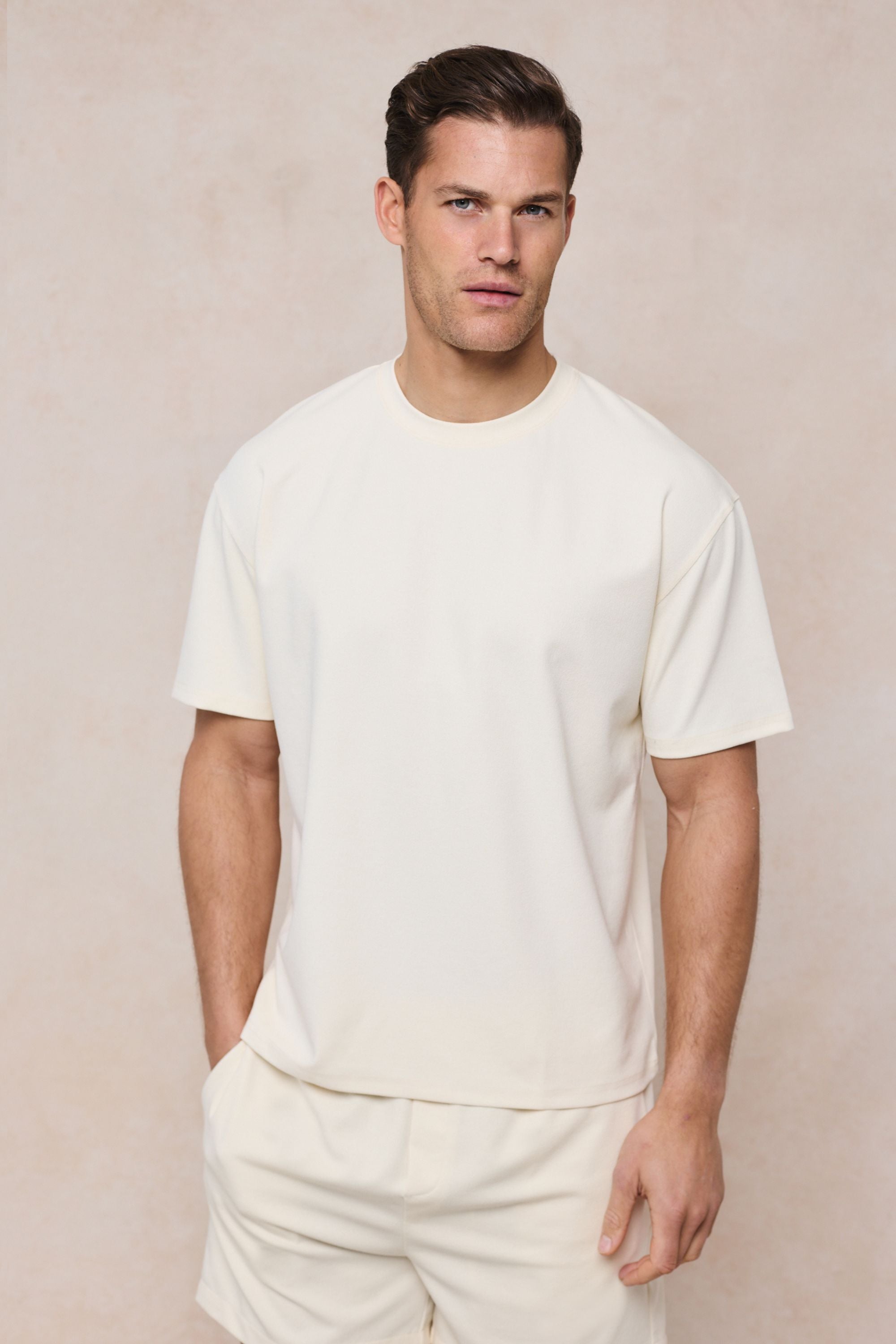 Tomas T-shirt met ronde hals en kreukels - Ecru