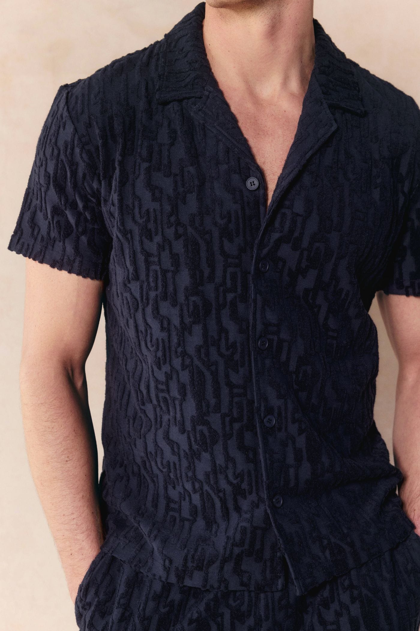 Fausto Flocked Top - Navy