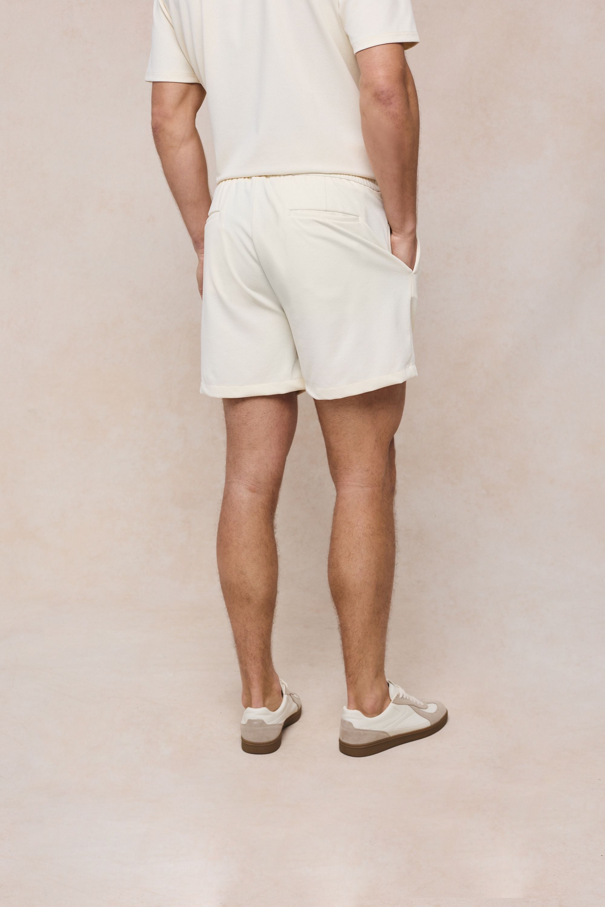 Tomas korte broek met elastische tailleband - Ecru