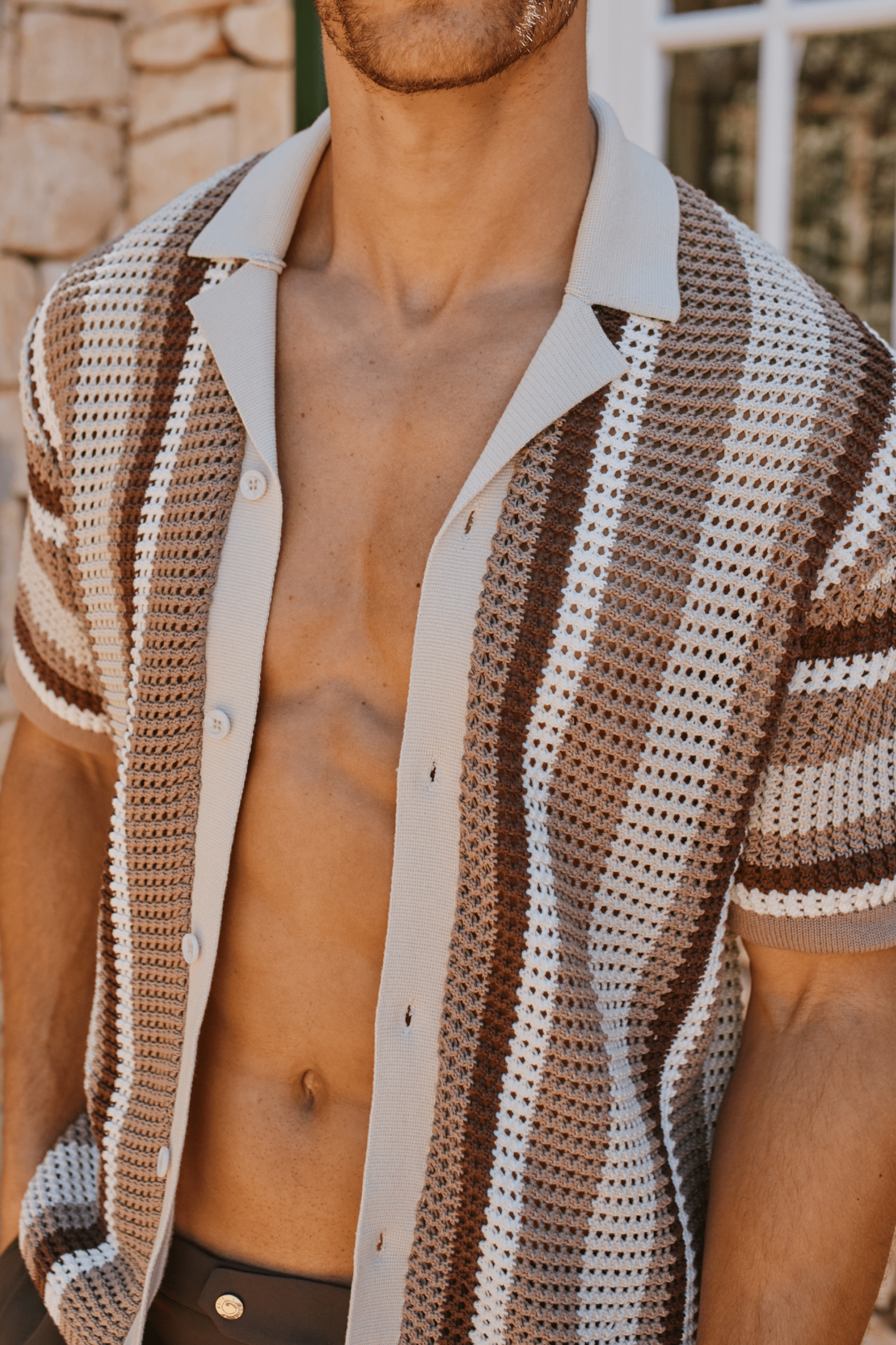 Dell'Amore gehaakt gebreid shirt - bruin