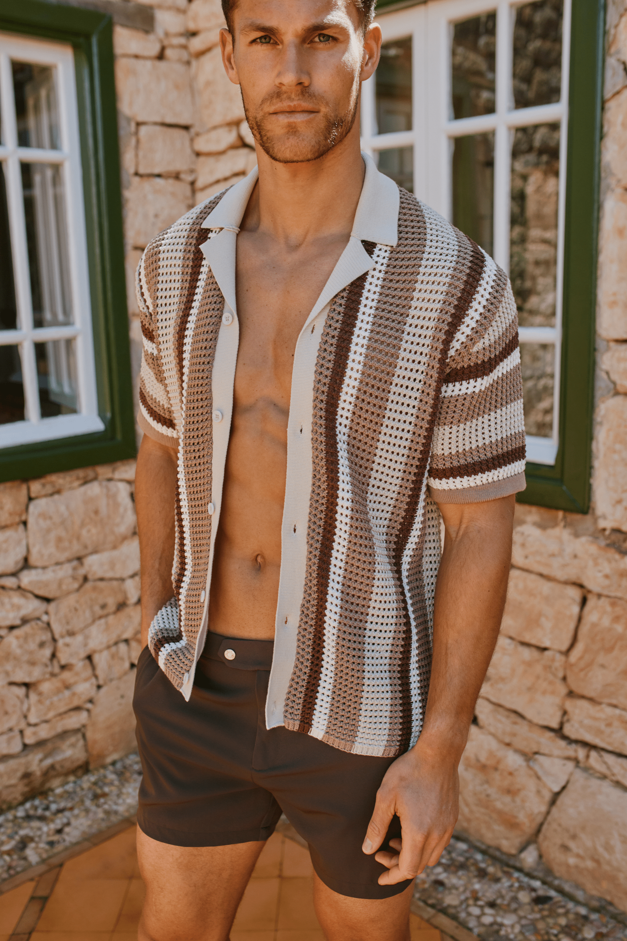 Dell'Amore gehaakt gebreid shirt - bruin