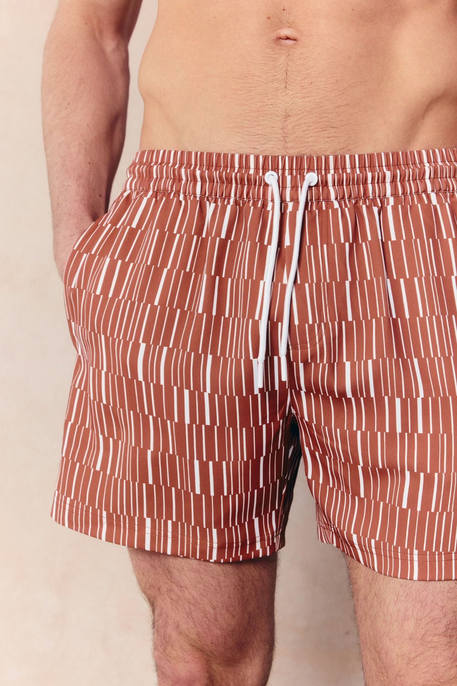 Chalco Elasticated Waist Swim Short - Rust/Ecru