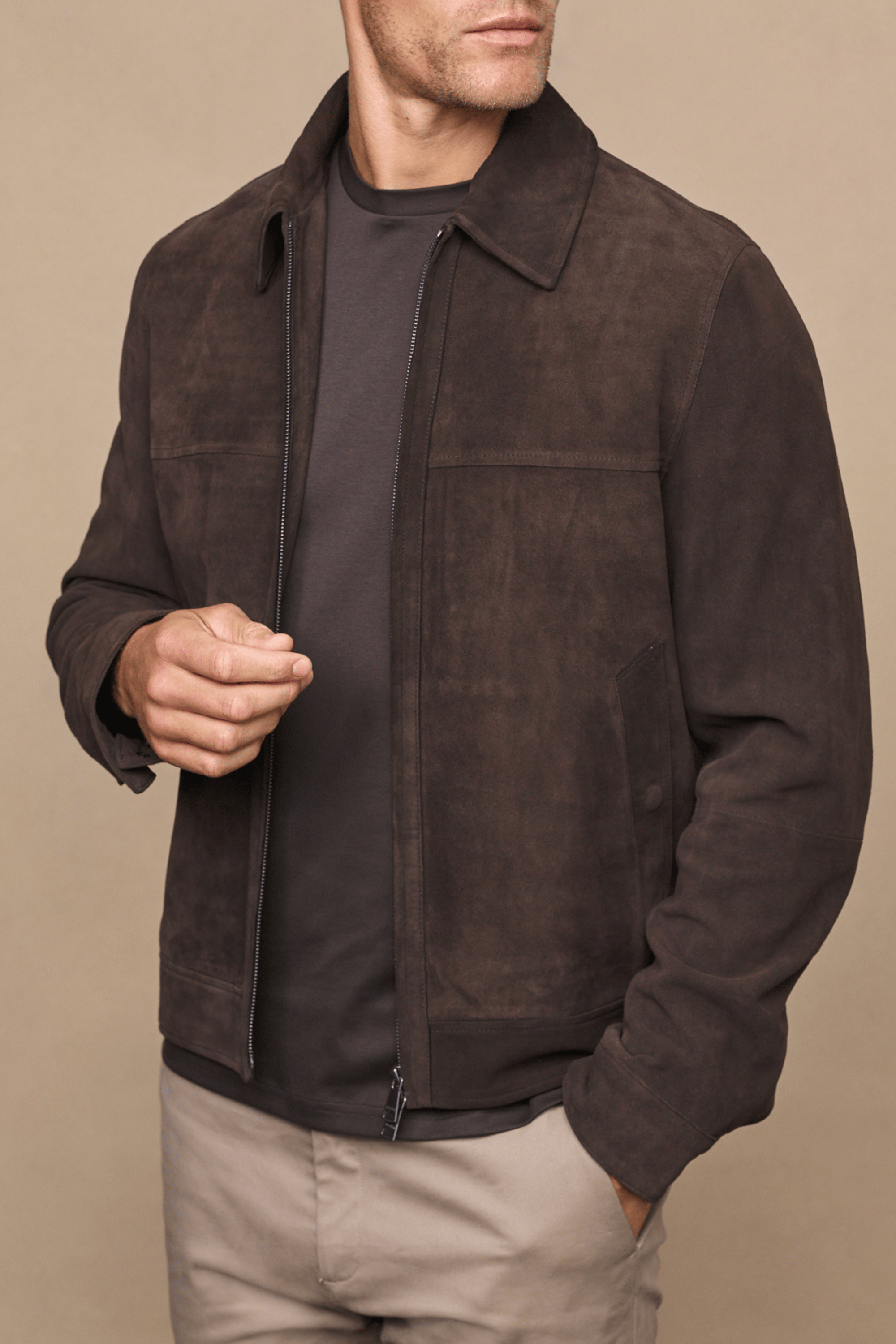 Raith Bruno Suede Jacket - Brown
