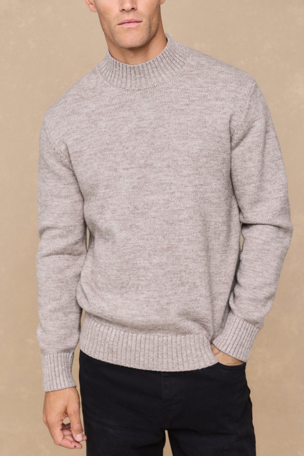 Delphi Crew Neck Knit - Light Brown Marl