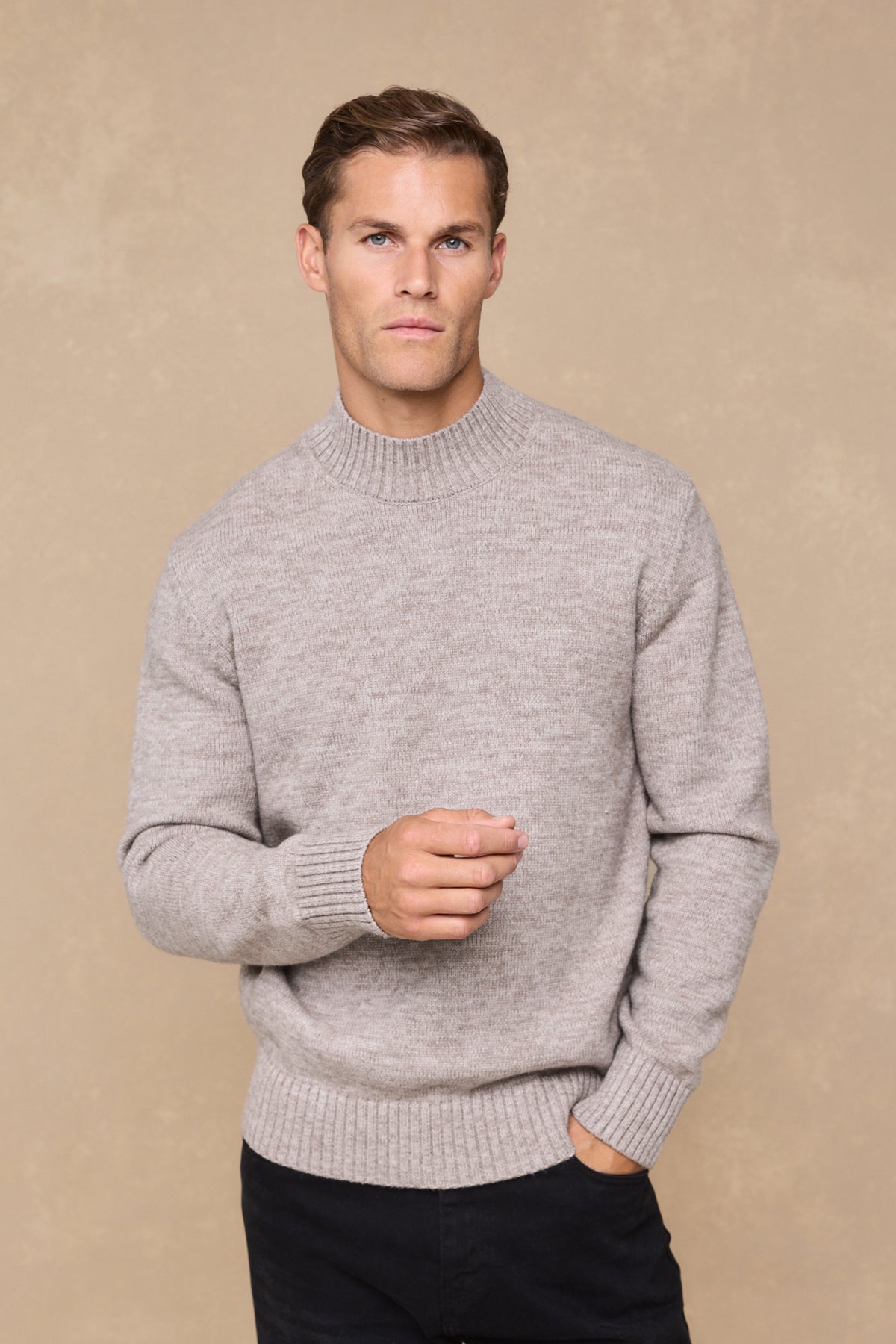 Delphi Crew Neck Knit - Light Brown Marl