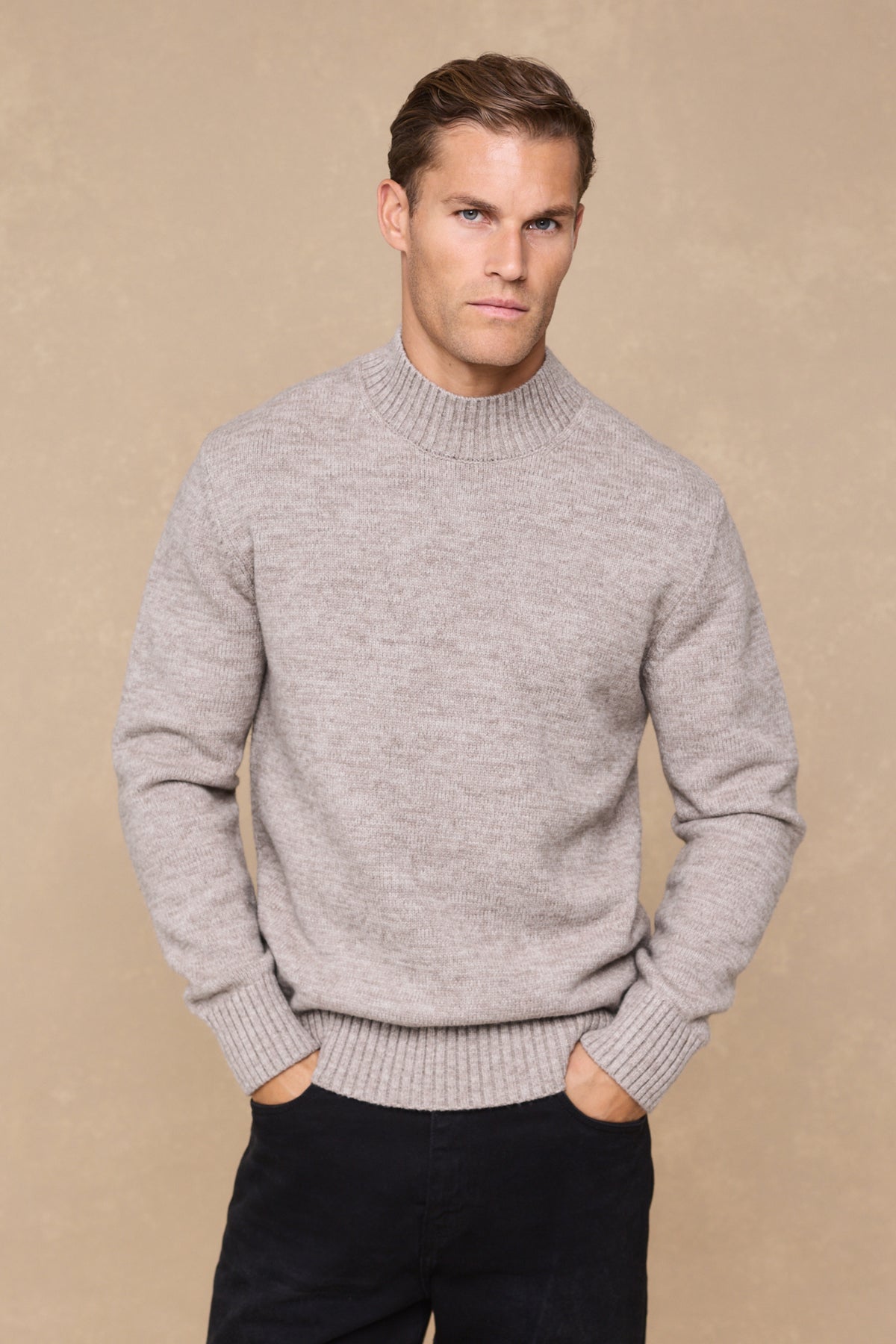 Delphi Crew Neck Knit - Light Brown Marl