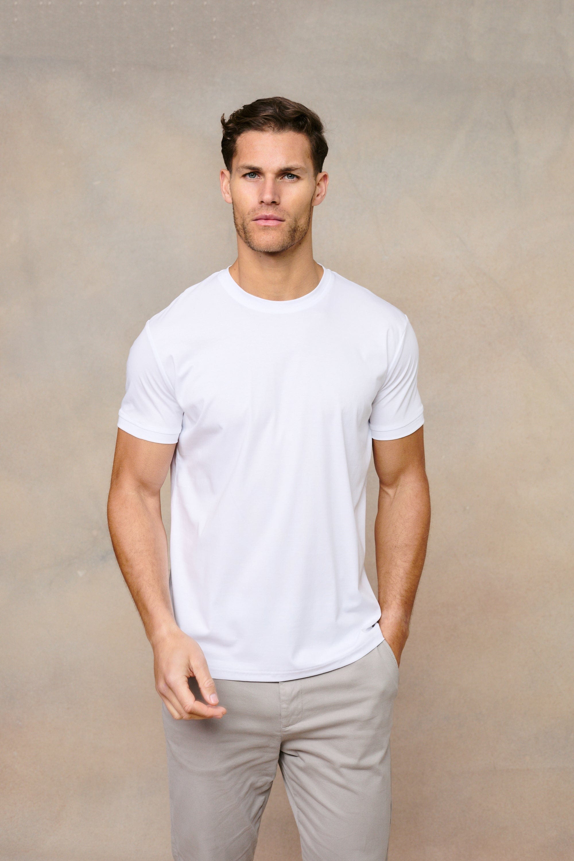 Luxe gemerceriseerd T-shirt - Wit