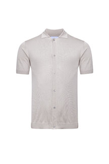 Pedro gebreide blouse met korte mouwen en knoopsluiting - Crème
