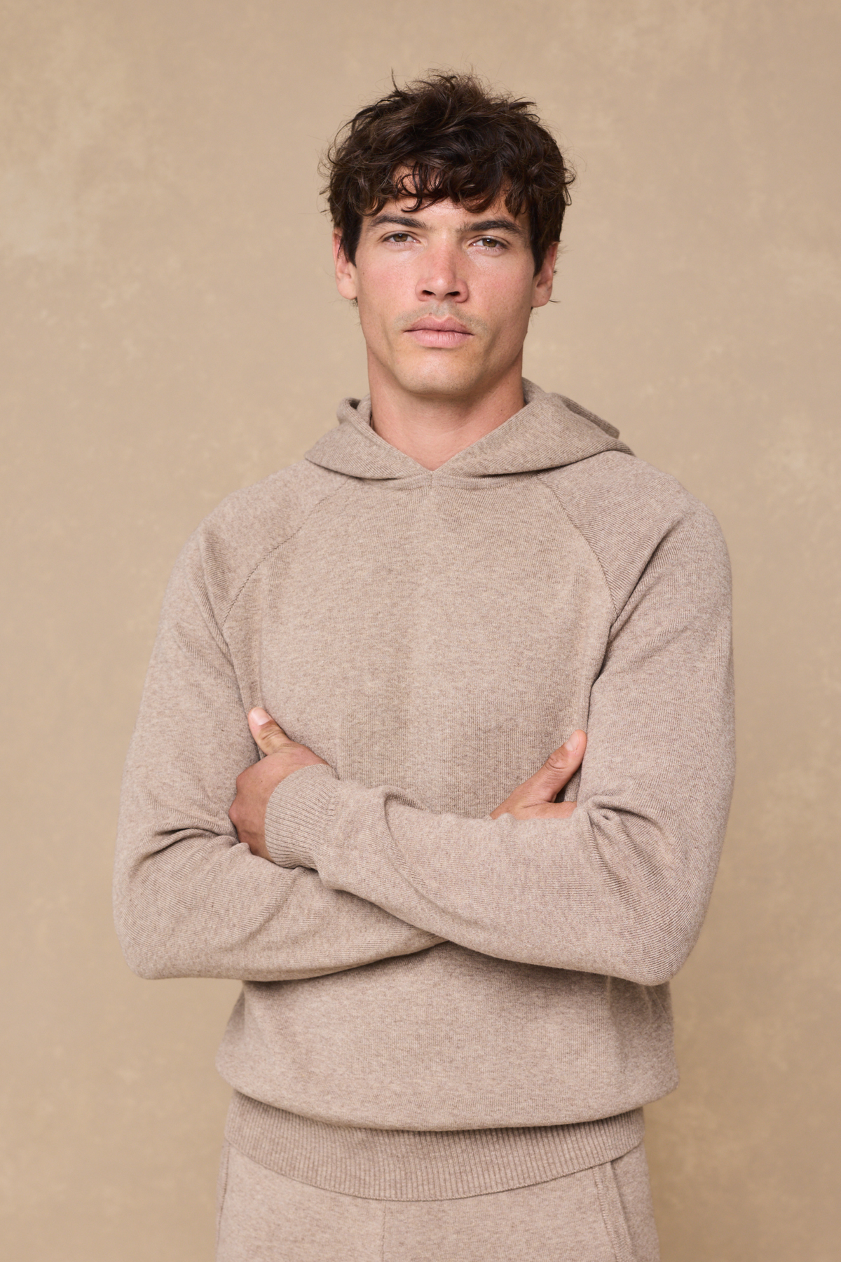 Theo Knitted Hoodie - Biscuit