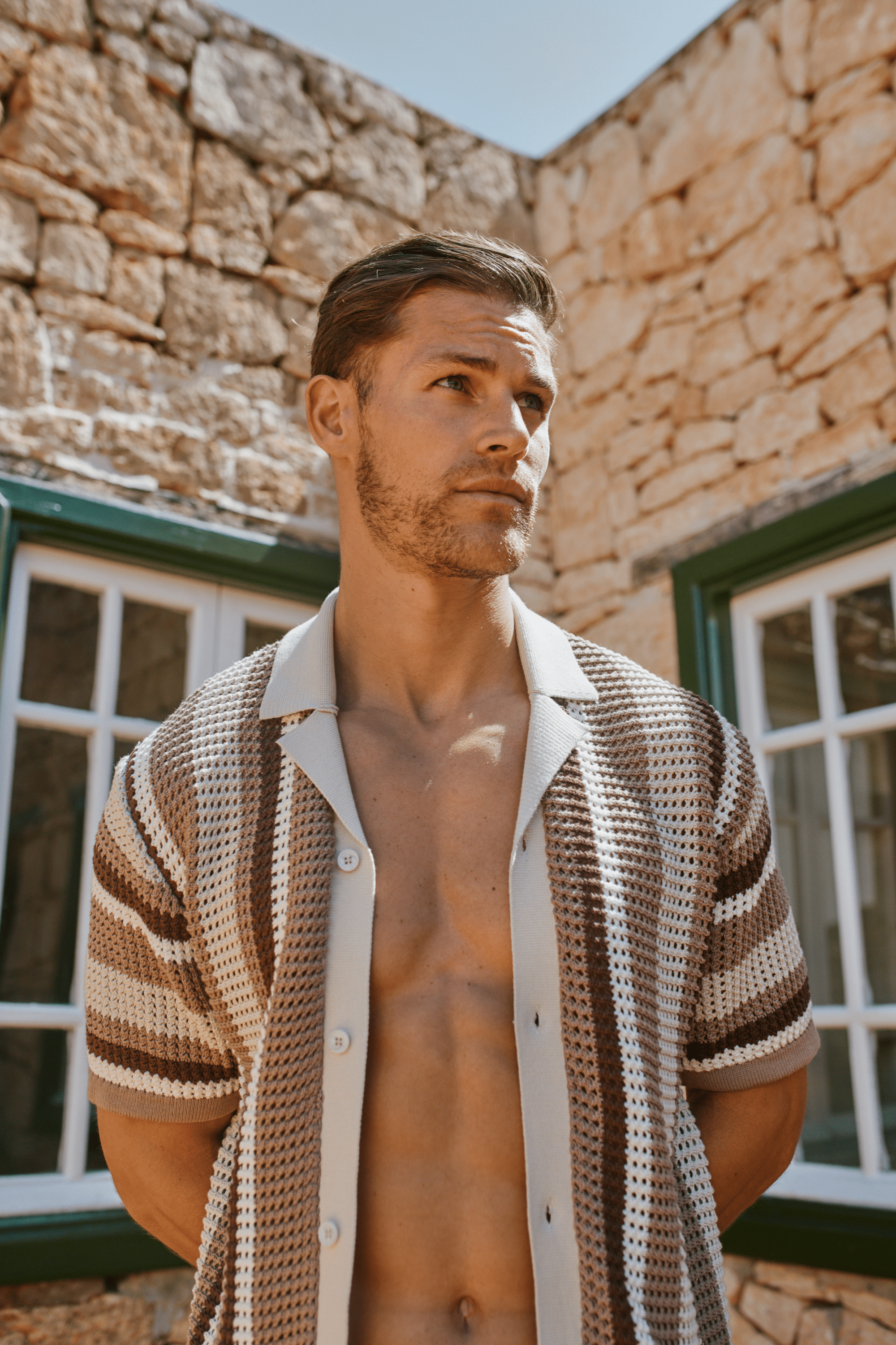 Dell'Amore gehaakt gebreid shirt - bruin