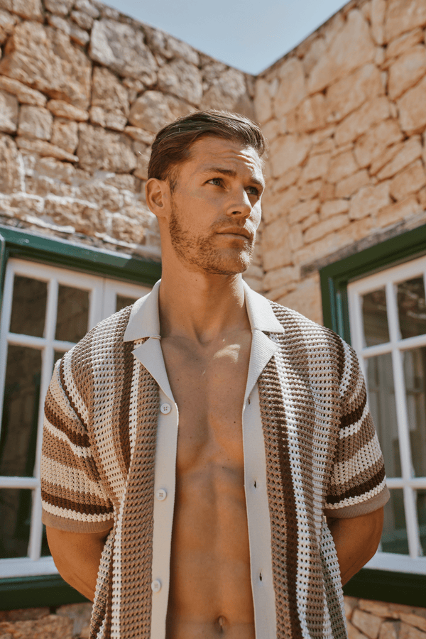 Dell'Amore gehaakt gebreid shirt - bruin