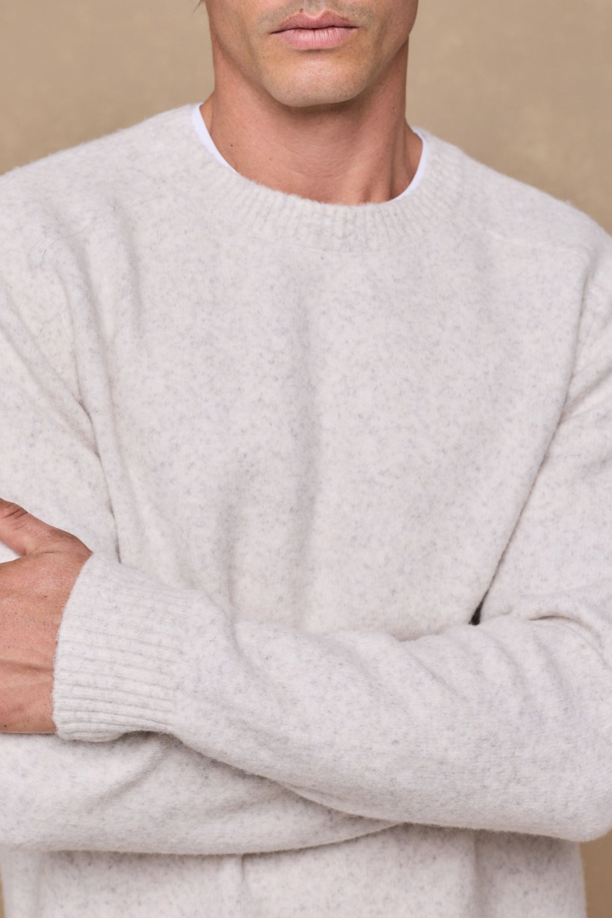 Mikkel Speckled Crew Neck Jumper - Oatmeal