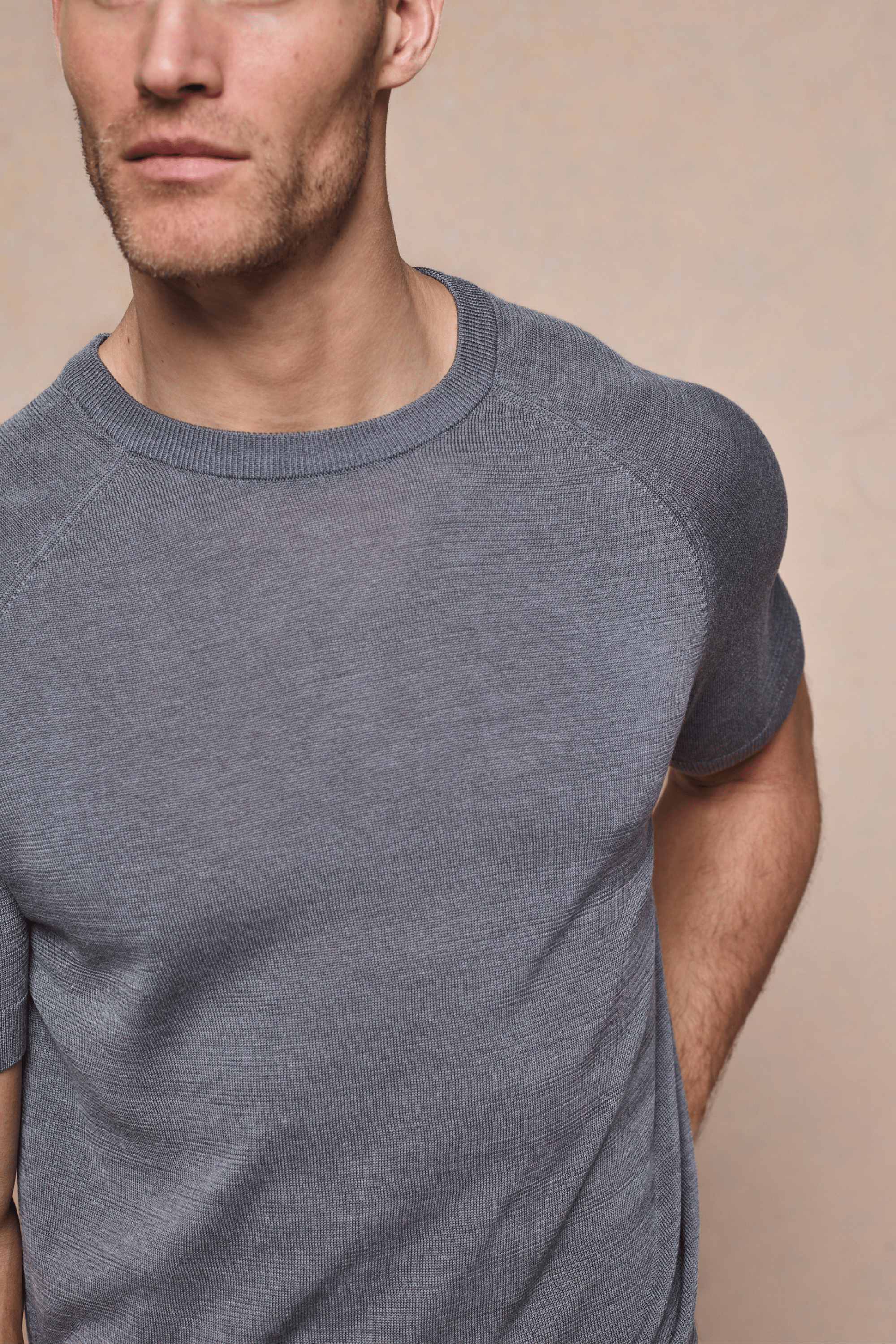 Riera Knit Crew Neck T-Shirt - Grey Marl