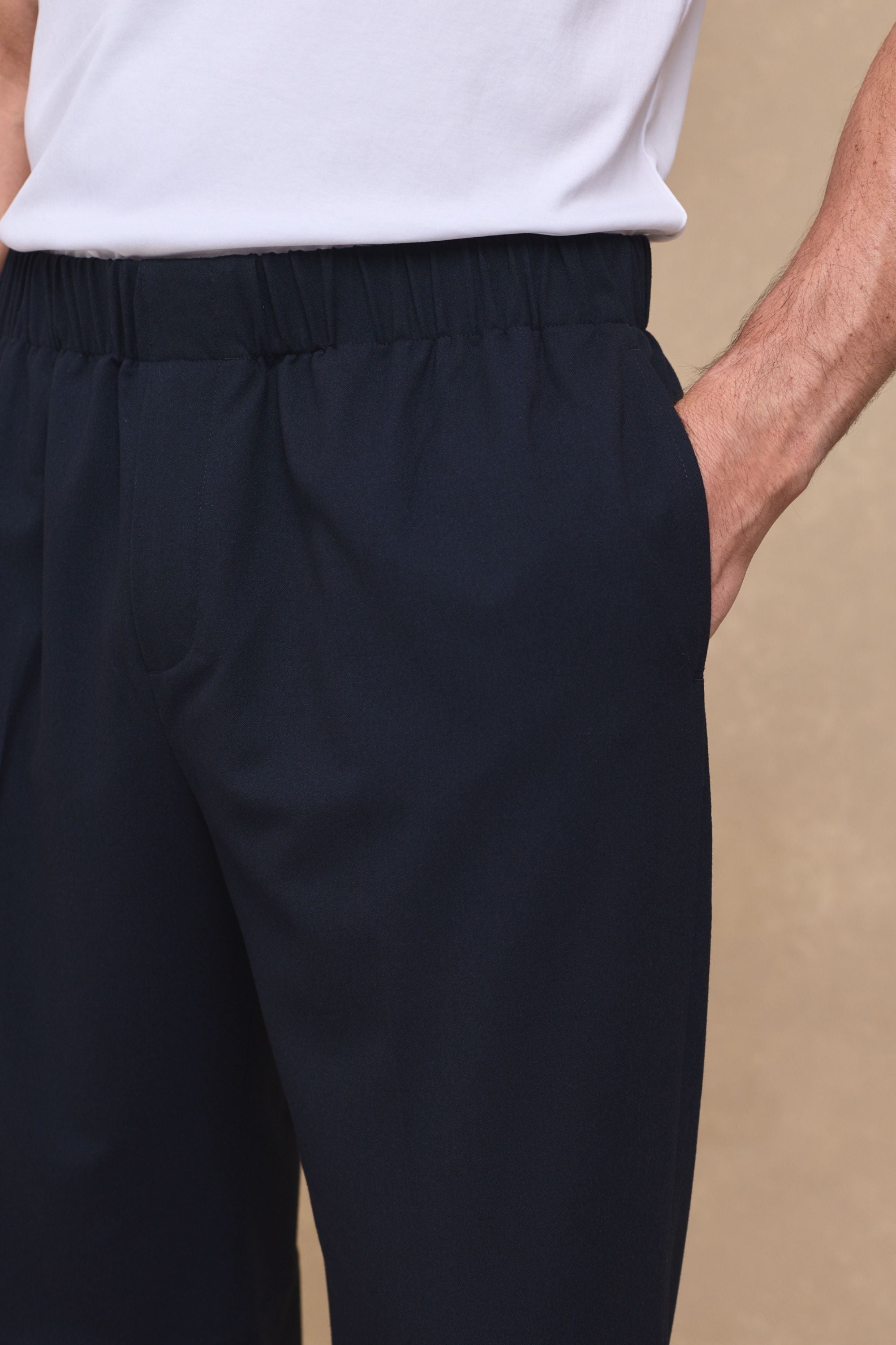 Johan Elasticated Waist Relaxed Fit Trouser - Dark Navy