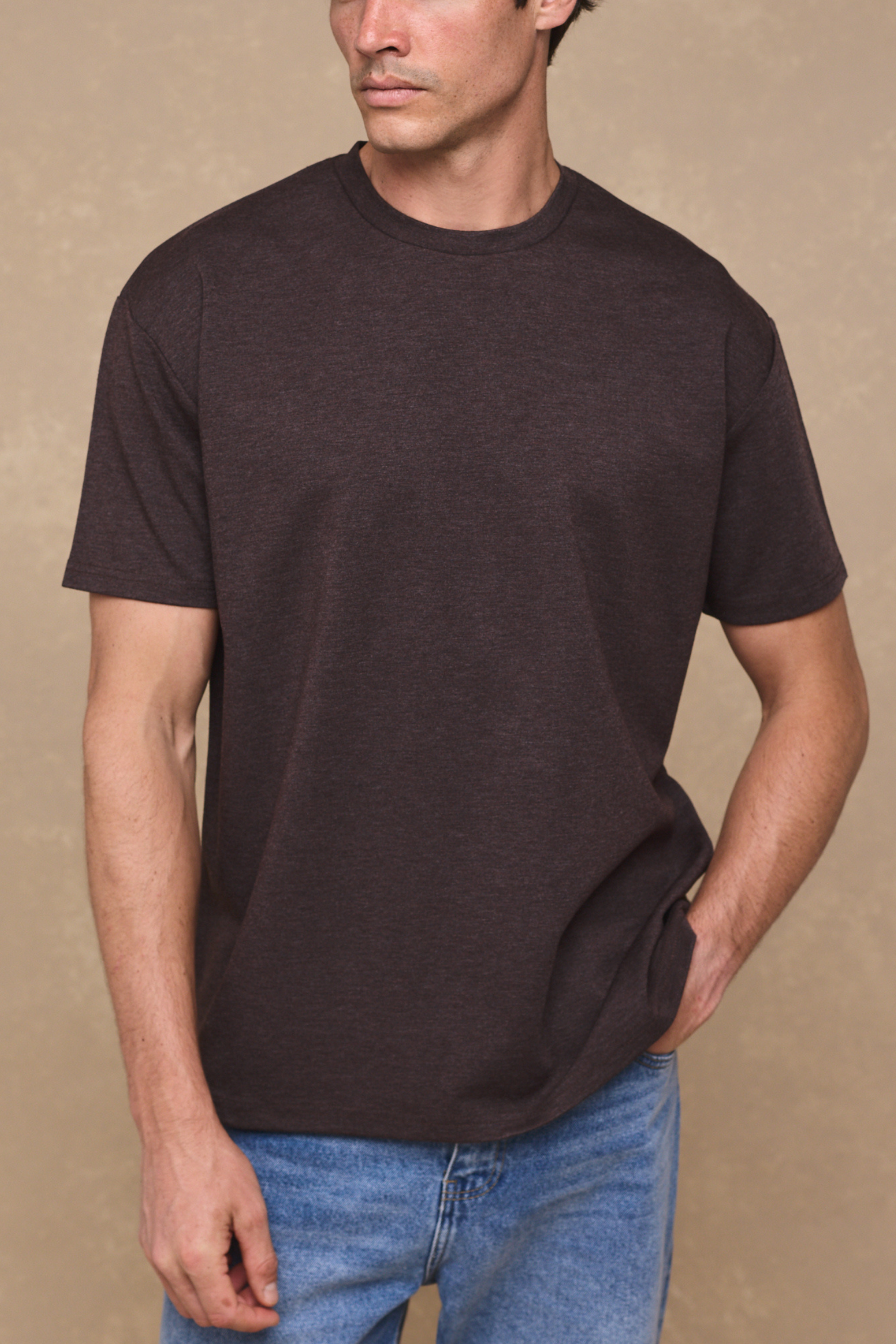 Relaxed Fit T-Shirt - Brown Marl