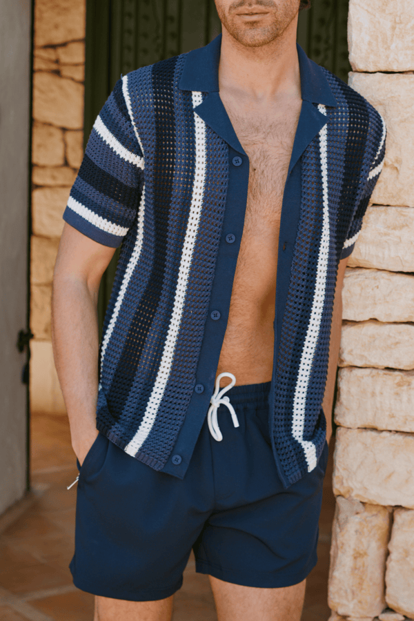 Dell'Amore gehaakt gebreid shirt - Marineblauw