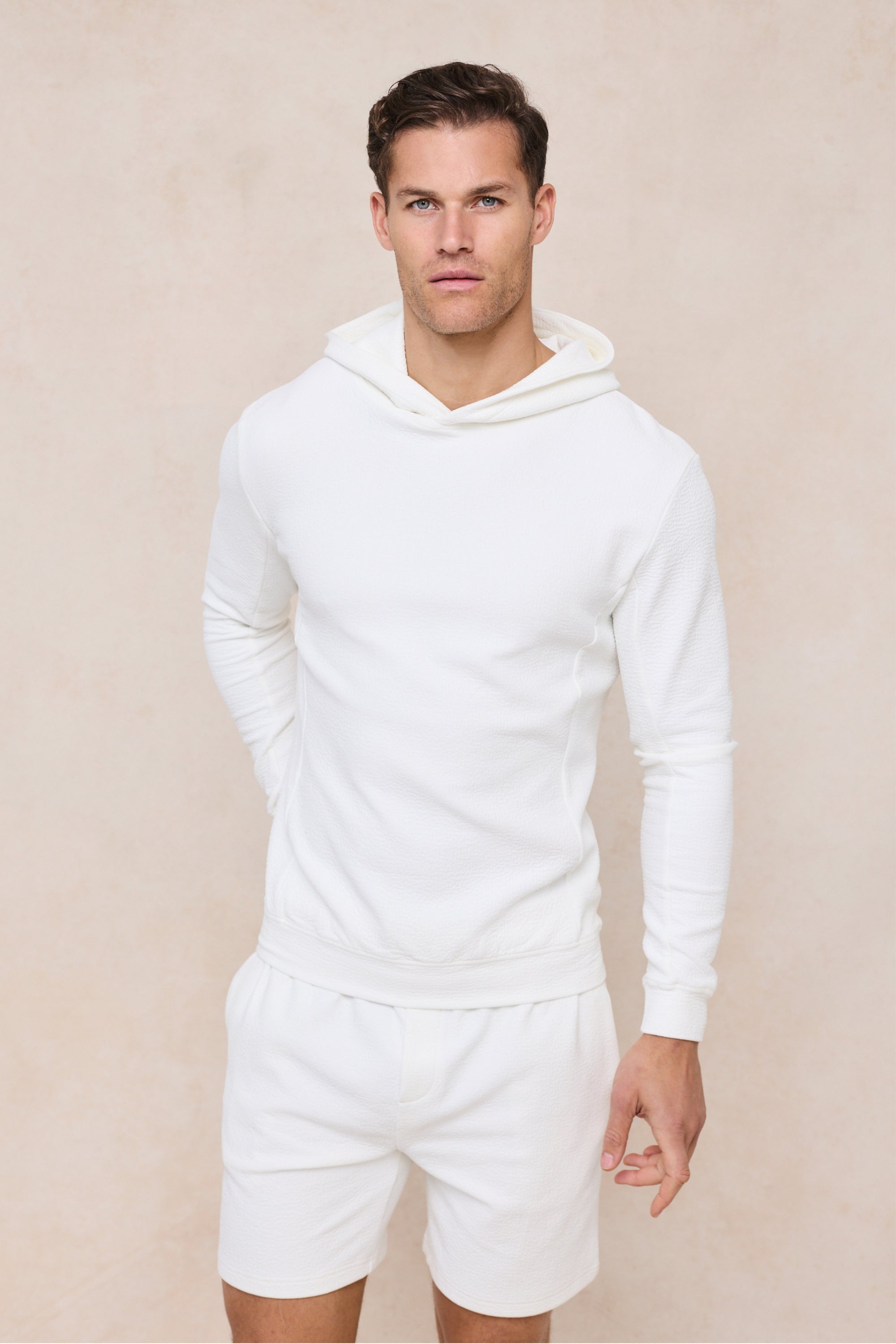 Zarco Crinkled Jersey Hoodie - Ivory