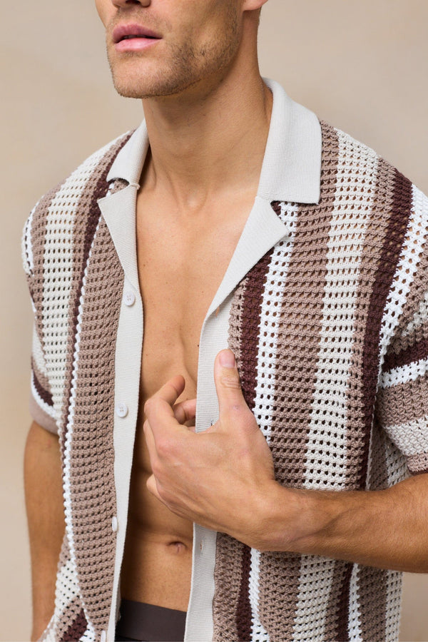 Dell'Amore gehaakt gebreid shirt - bruin