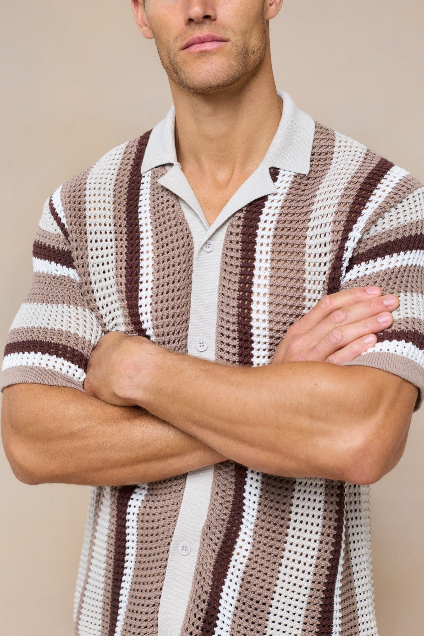 Dell'Amore gehaakt gebreid shirt - bruin