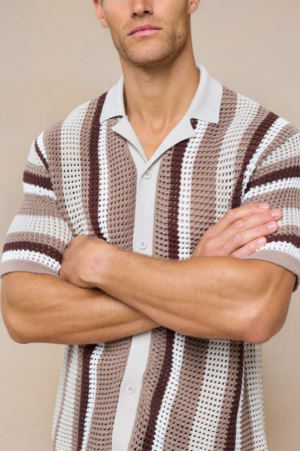 Dell'Amore gehaakt gebreid shirt - bruin