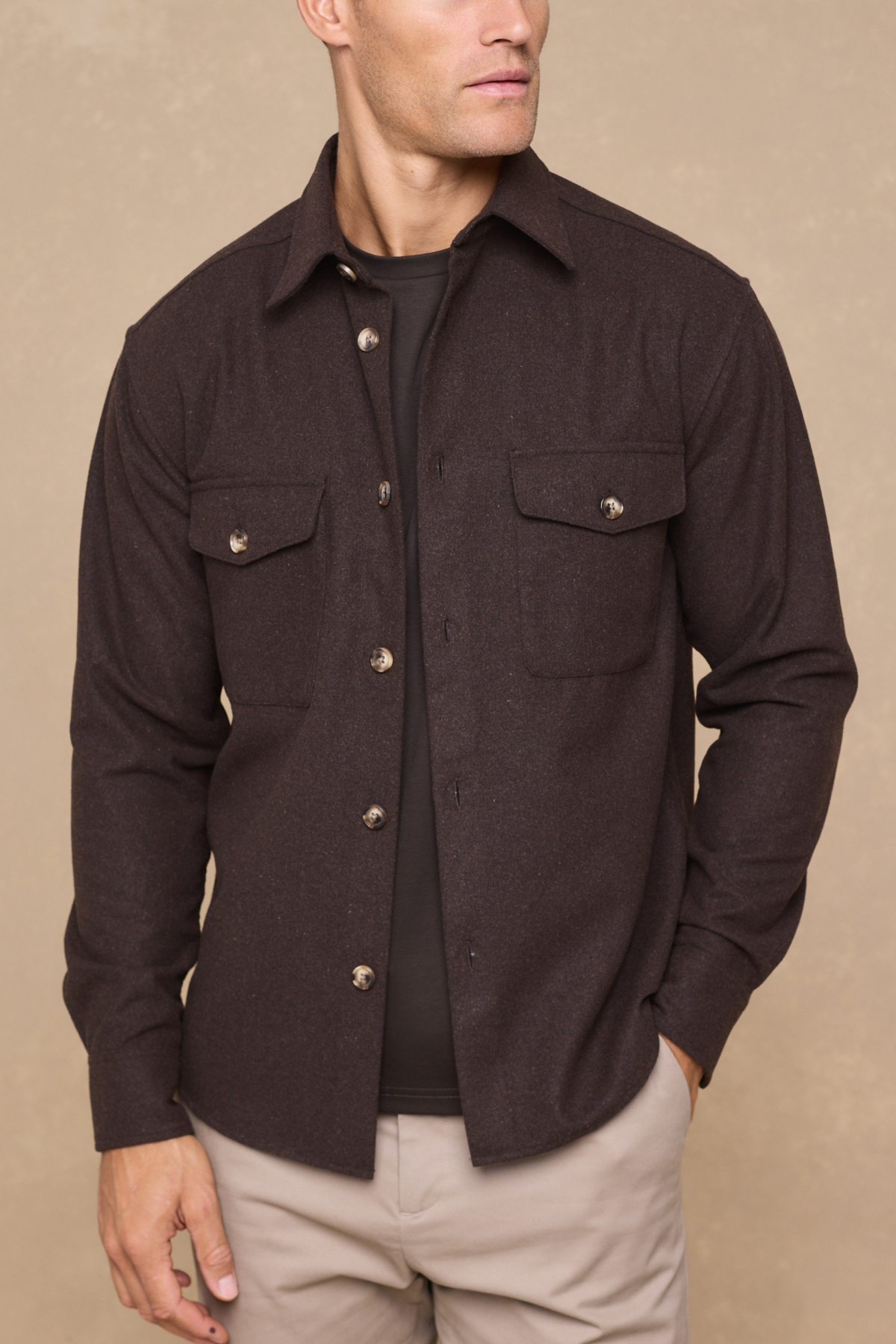 Wade Button Shirt - Brown