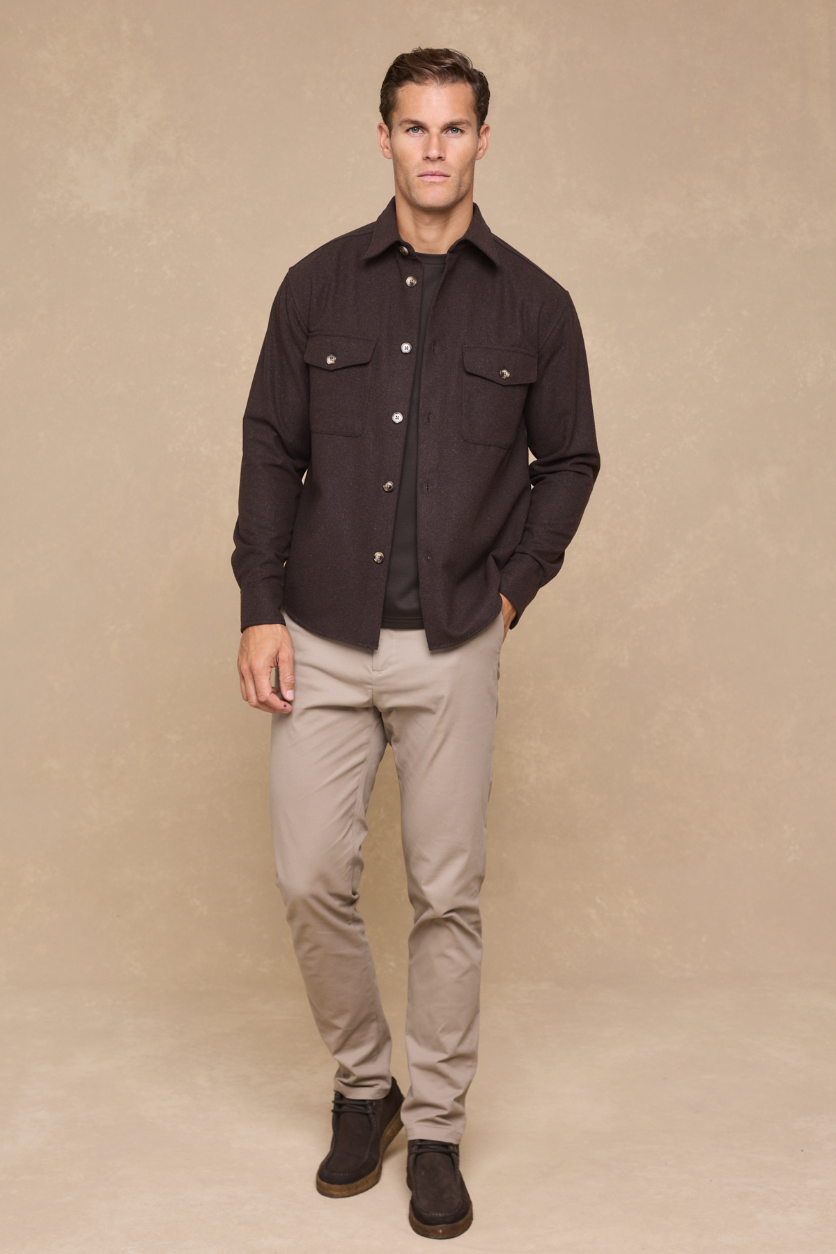 Wade Button Shirt - Brown
